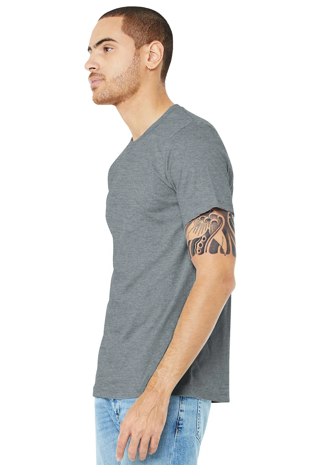 Bella   Canvas Mens Heather CVC Short Sleeve Crewneck T-Shirt - Heather Grey