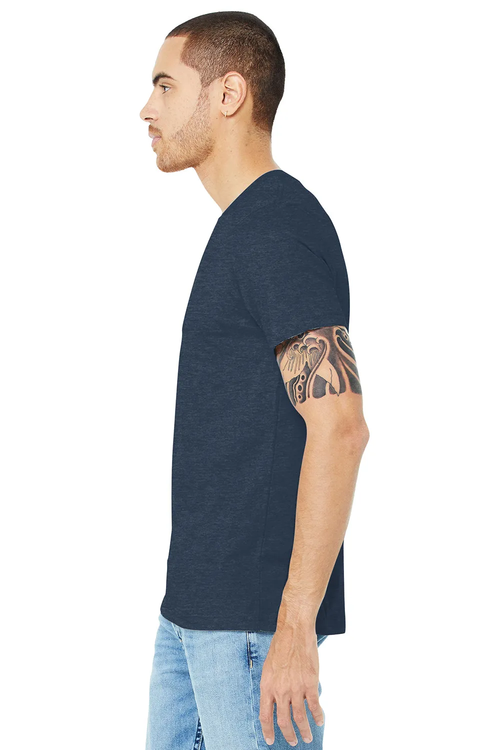 Bella   Canvas Mens Heather CVC Short Sleeve Crewneck T-Shirt - Heather Navy Blue
