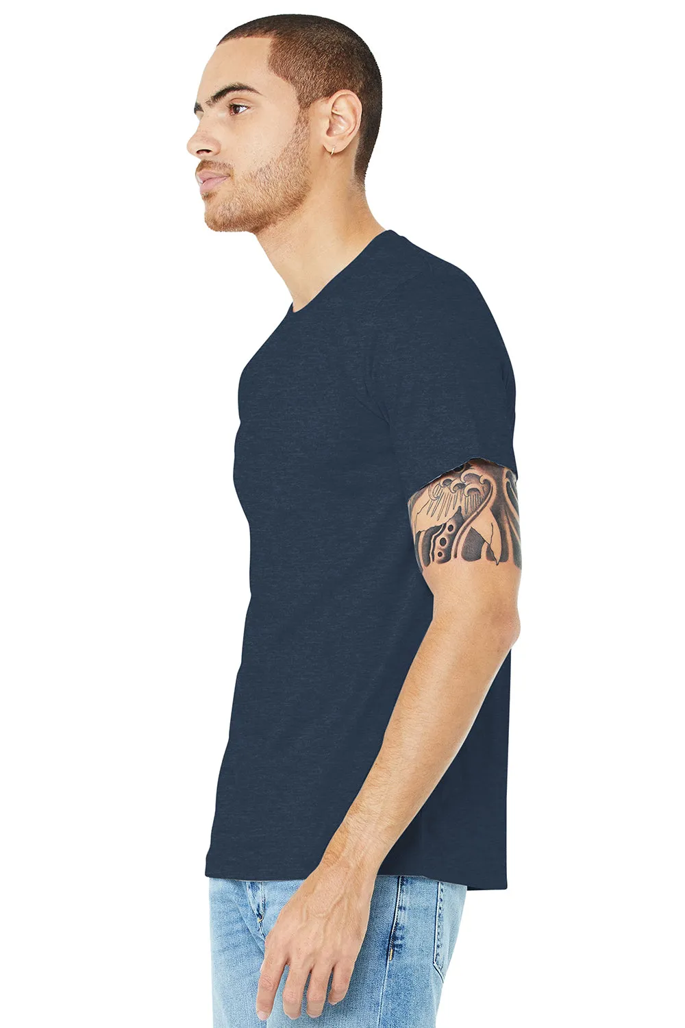 Bella   Canvas Mens Heather CVC Short Sleeve Crewneck T-Shirt - Heather Navy Blue