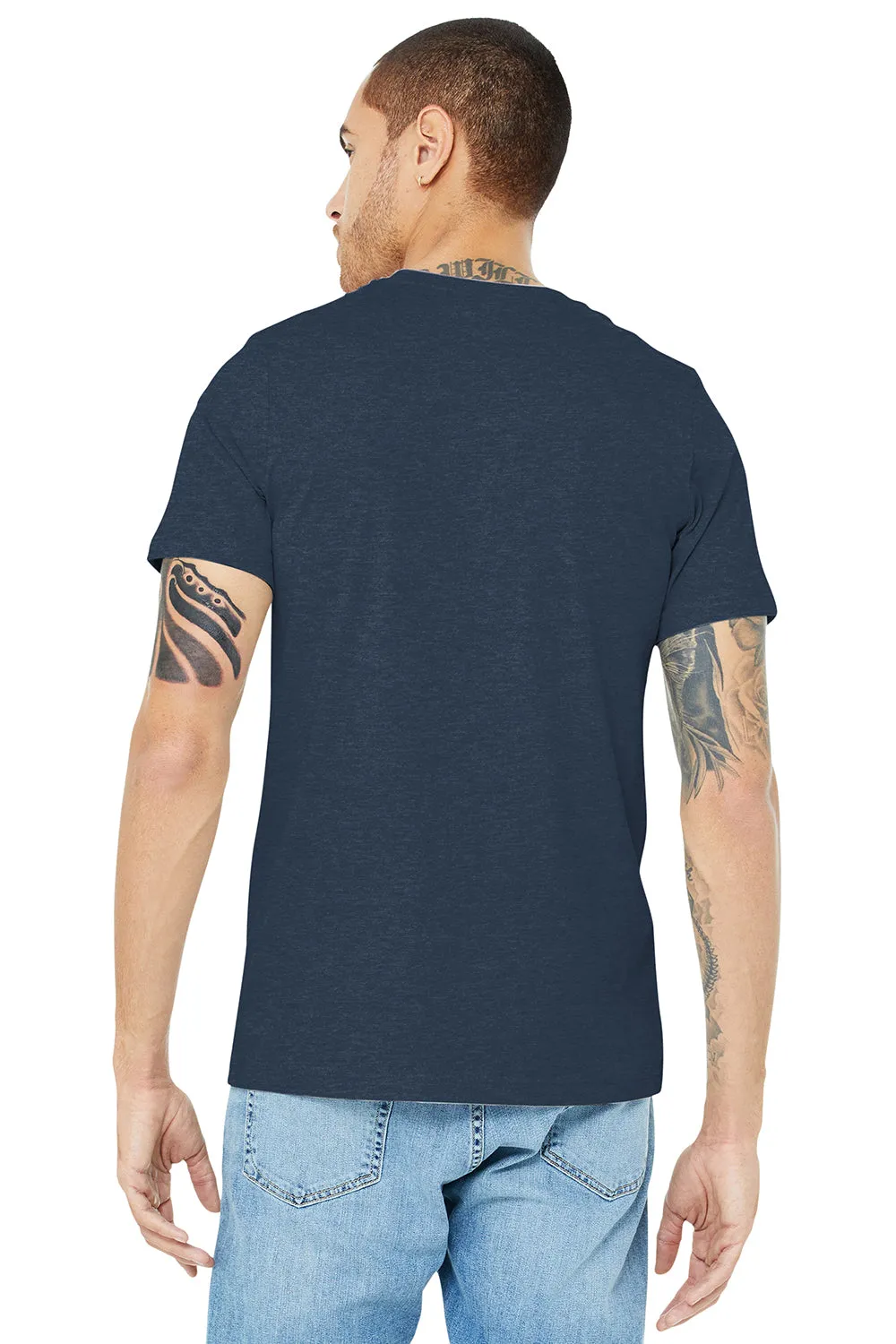 Bella   Canvas Mens Heather CVC Short Sleeve Crewneck T-Shirt - Heather Navy Blue