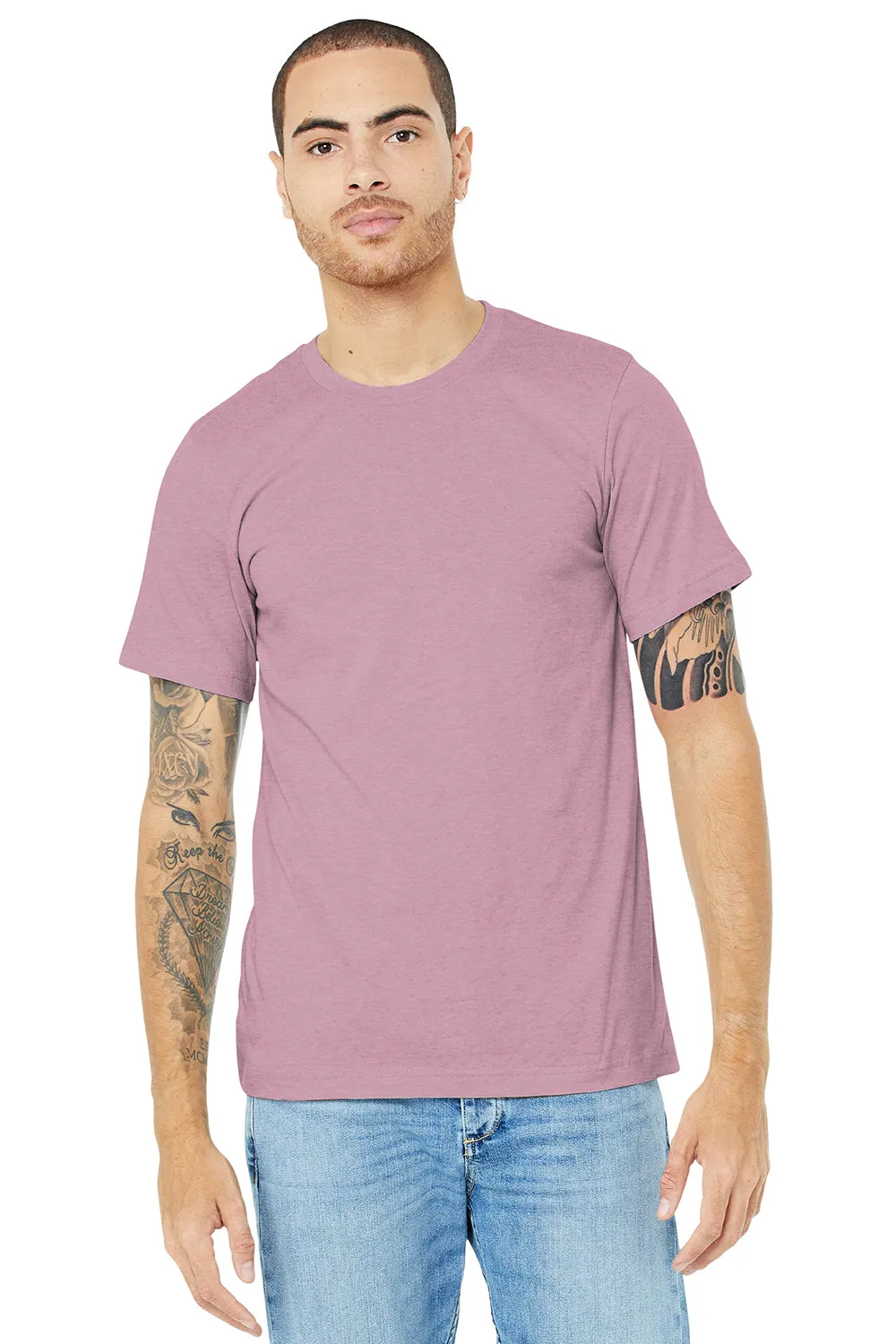 Bella   Canvas Mens Heather CVC Short Sleeve Crewneck T-Shirt - Heather Prism Lilac Purple