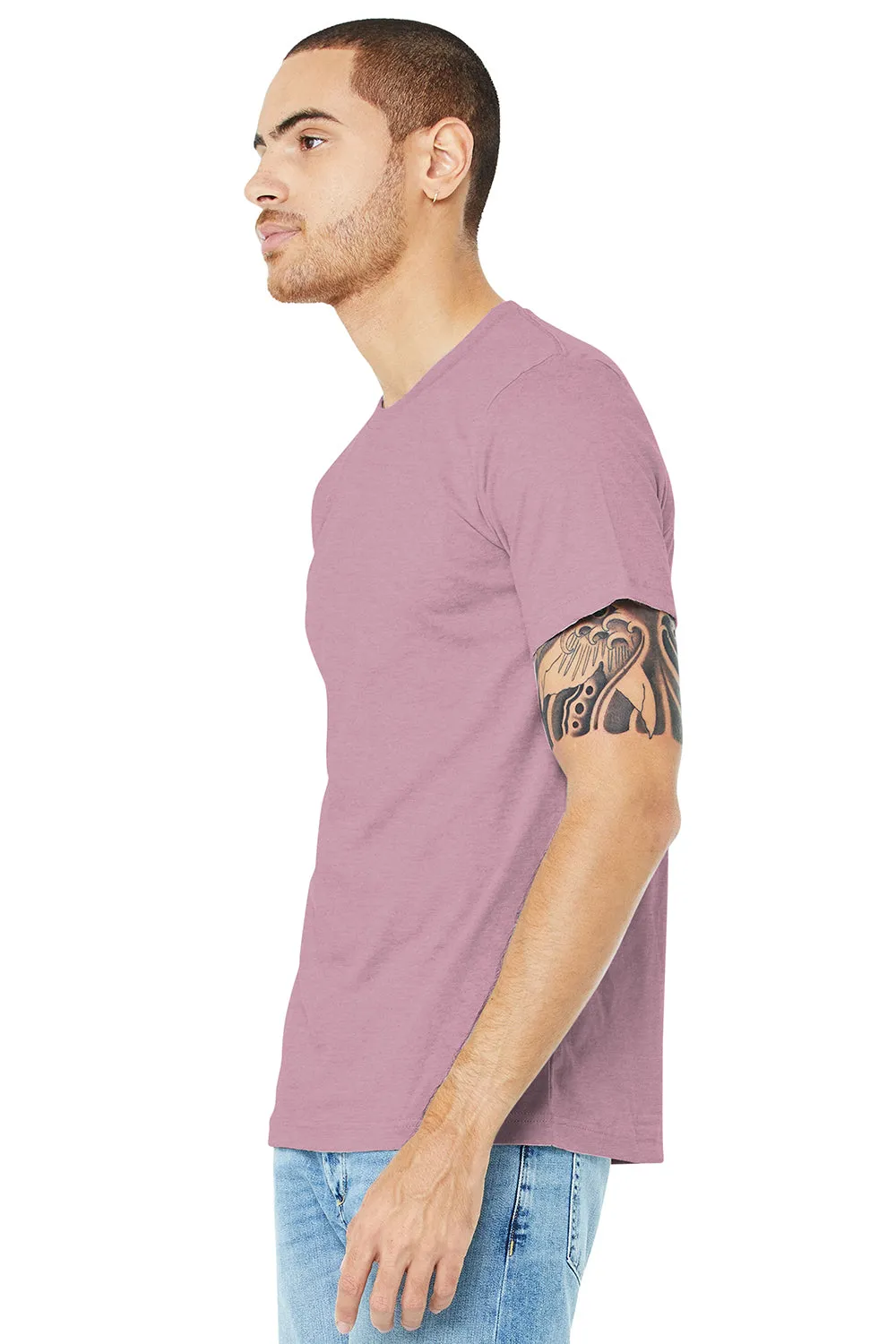 Bella   Canvas Mens Heather CVC Short Sleeve Crewneck T-Shirt - Heather Prism Lilac Purple