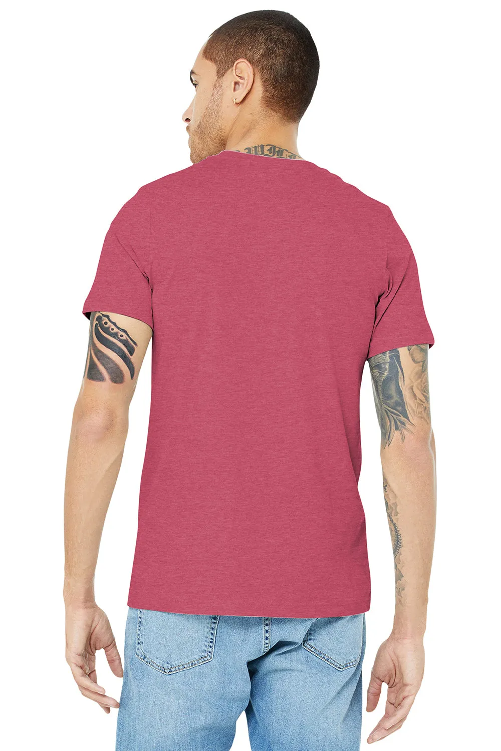 Bella   Canvas Mens Heather CVC Short Sleeve Crewneck T-Shirt - Heather Raspberry