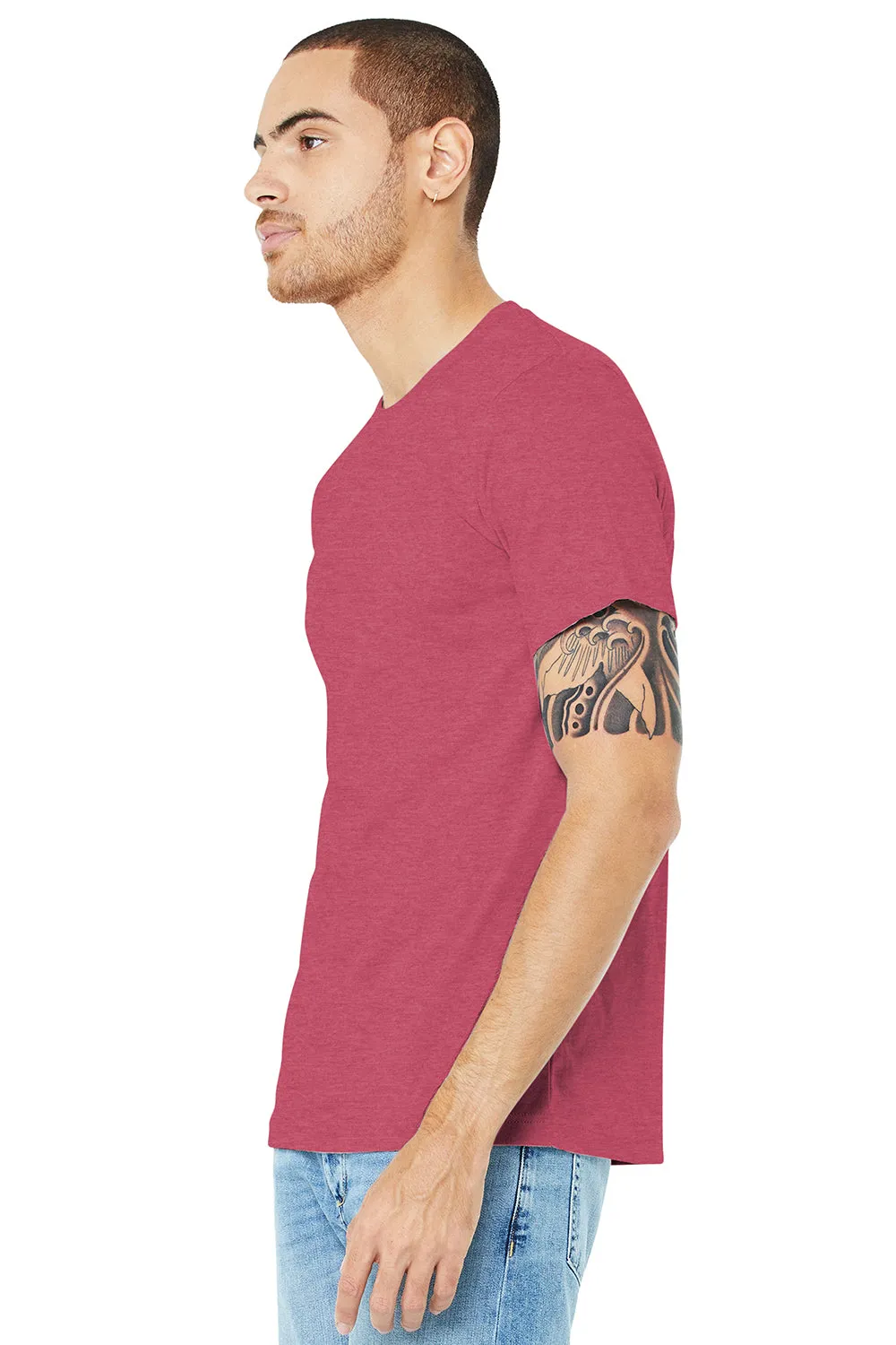 Bella   Canvas Mens Heather CVC Short Sleeve Crewneck T-Shirt - Heather Raspberry