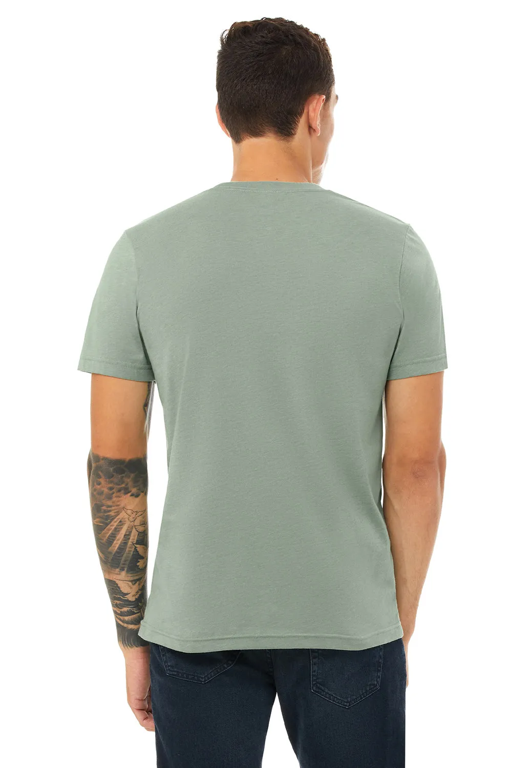Bella   Canvas Mens Heather CVC Short Sleeve Crewneck T-Shirt - Heather Sage Green