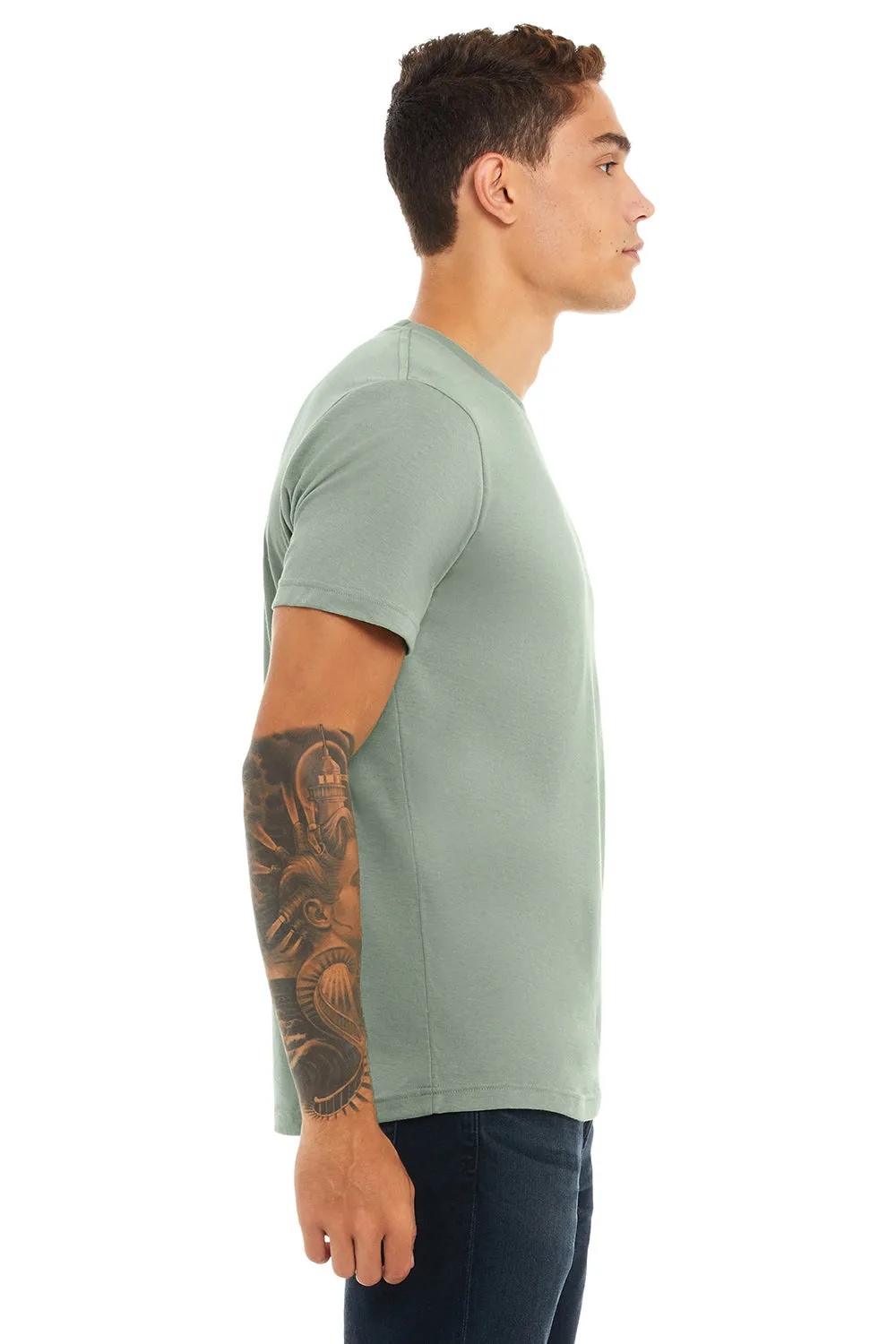 Bella   Canvas Mens Heather CVC Short Sleeve Crewneck T-Shirt - Heather Sage Green