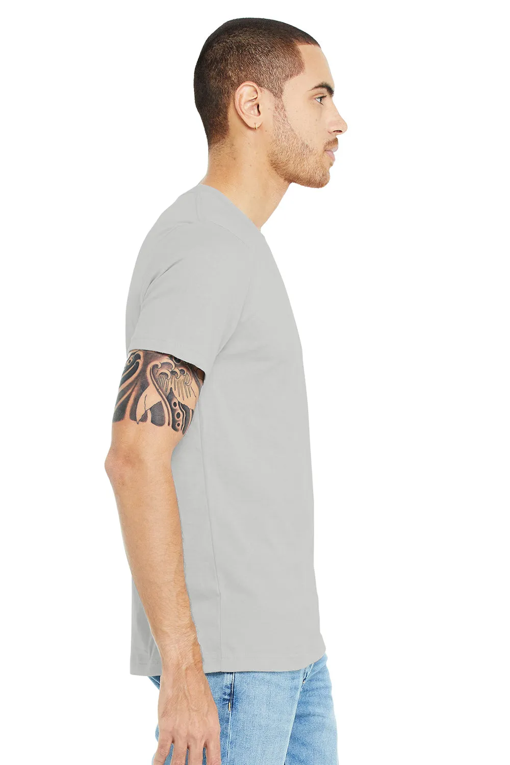 Bella   Canvas Mens Heather CVC Short Sleeve Crewneck T-Shirt - Heather Silver Grey
