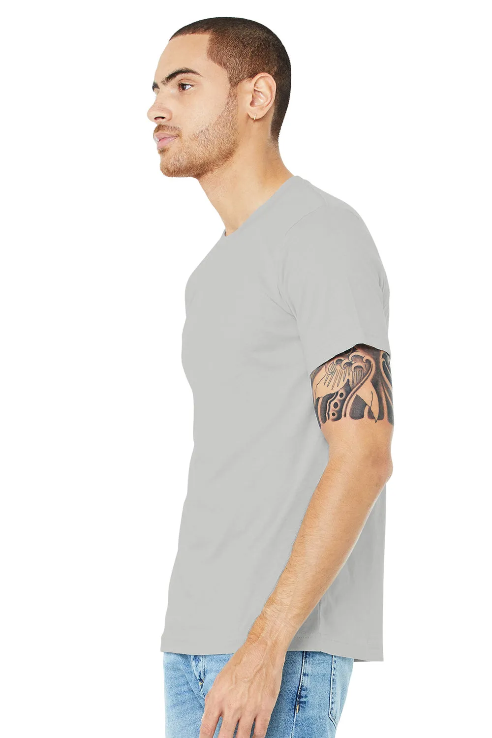Bella   Canvas Mens Heather CVC Short Sleeve Crewneck T-Shirt - Heather Silver Grey