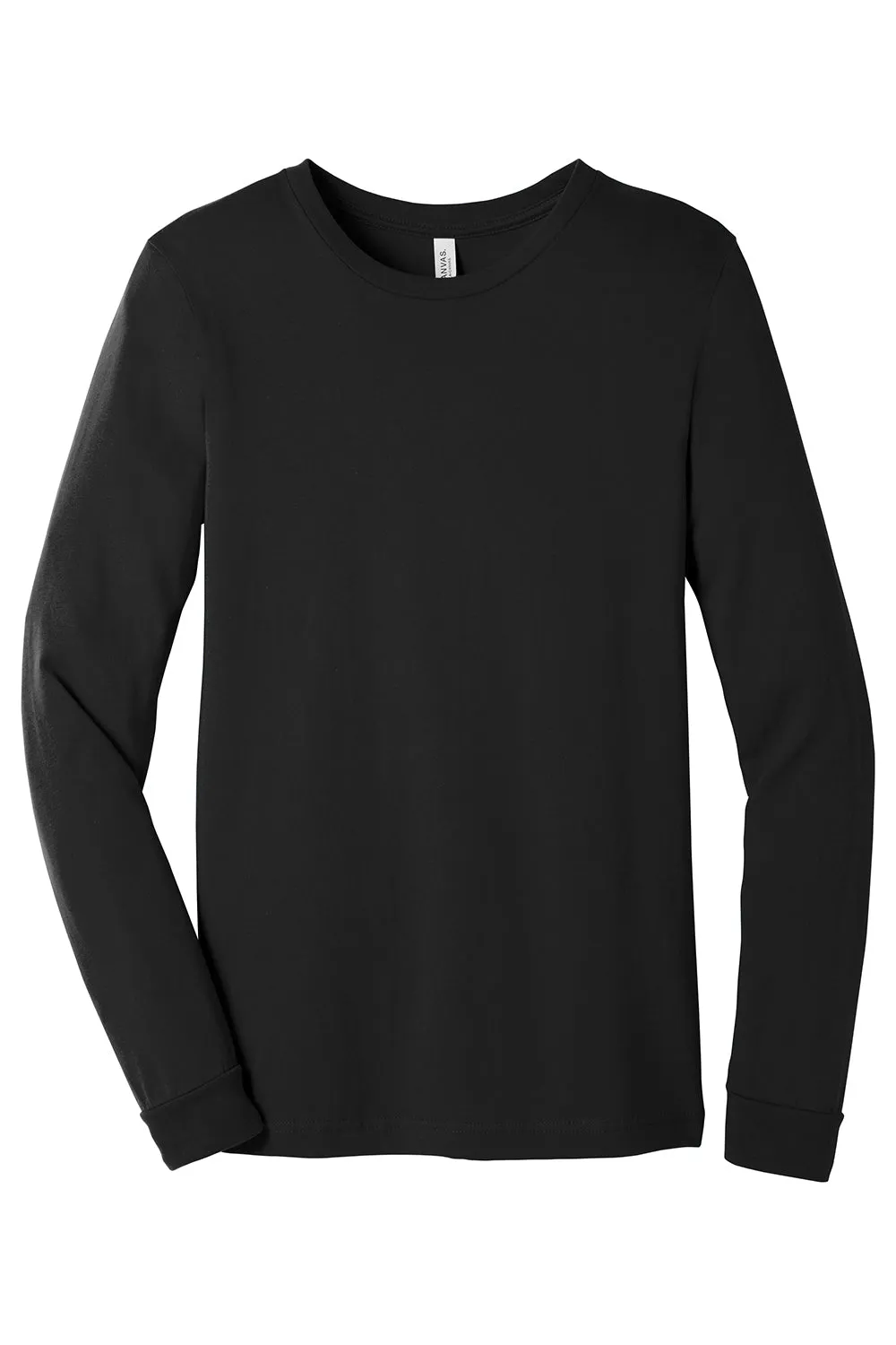 Bella   Canvas Mens Jersey Long Sleeve Crewneck T-Shirt - Black