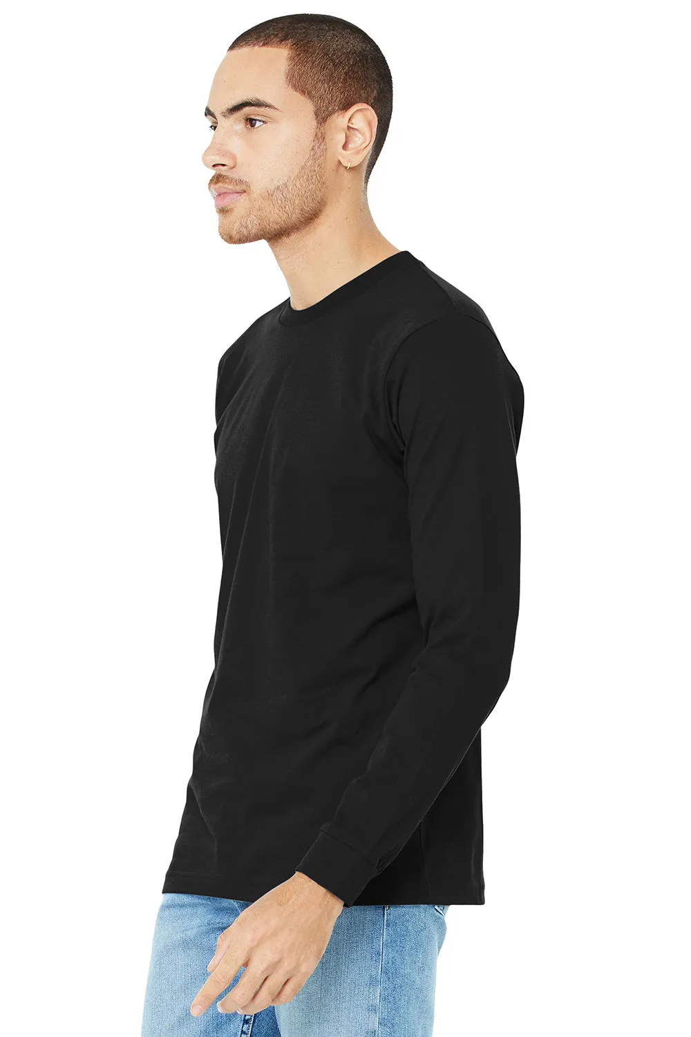 Bella   Canvas Mens Jersey Long Sleeve Crewneck T-Shirt - Black