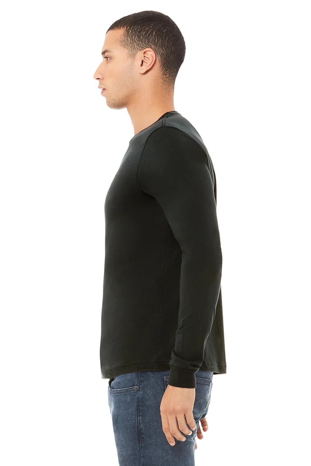 Bella   Canvas Mens Jersey Long Sleeve Crewneck T-Shirt - Black