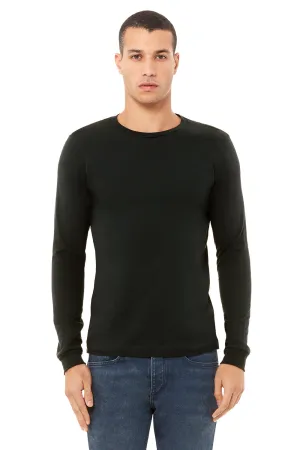 Bella   Canvas Mens Jersey Long Sleeve Crewneck T-Shirt - Black