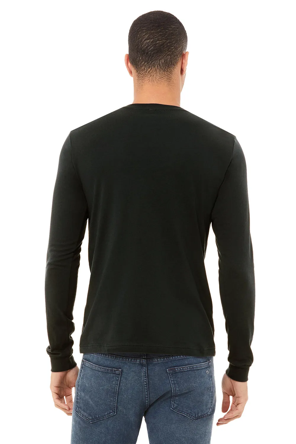 Bella   Canvas Mens Jersey Long Sleeve Crewneck T-Shirt - Black
