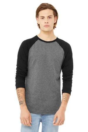 Bella   Canvas Mens Jersey Long Sleeve Crewneck T-Shirt - Heather Deep Grey/Black