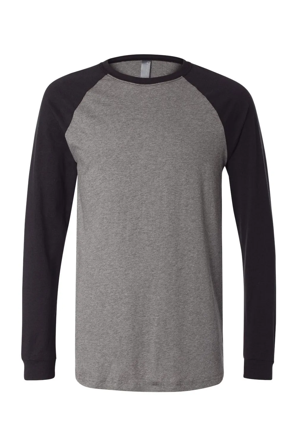 Bella   Canvas Mens Jersey Long Sleeve Crewneck T-Shirt - Heather Deep Grey/Black