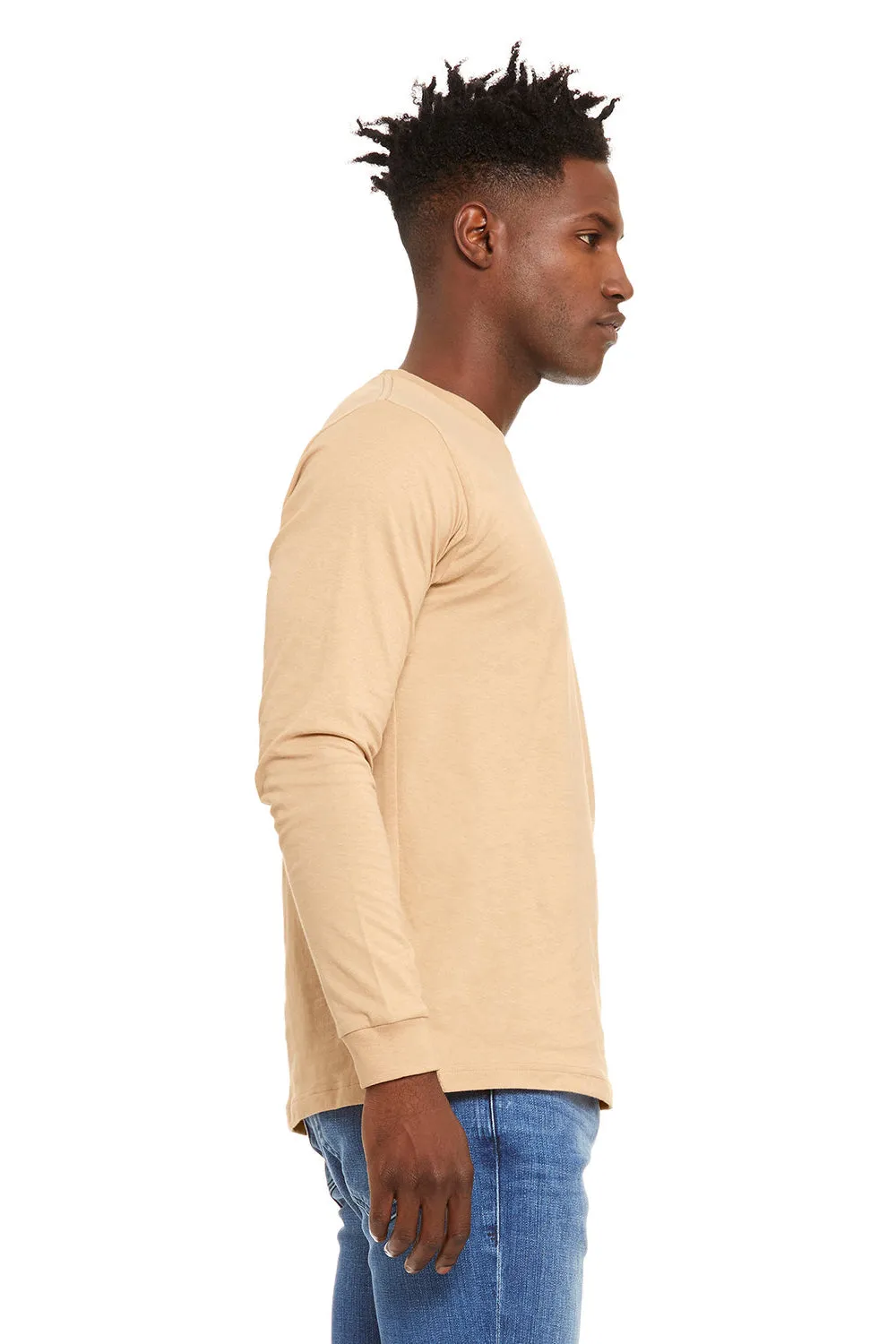 Bella   Canvas Mens Jersey Long Sleeve Crewneck T-Shirt - Sand Dune
