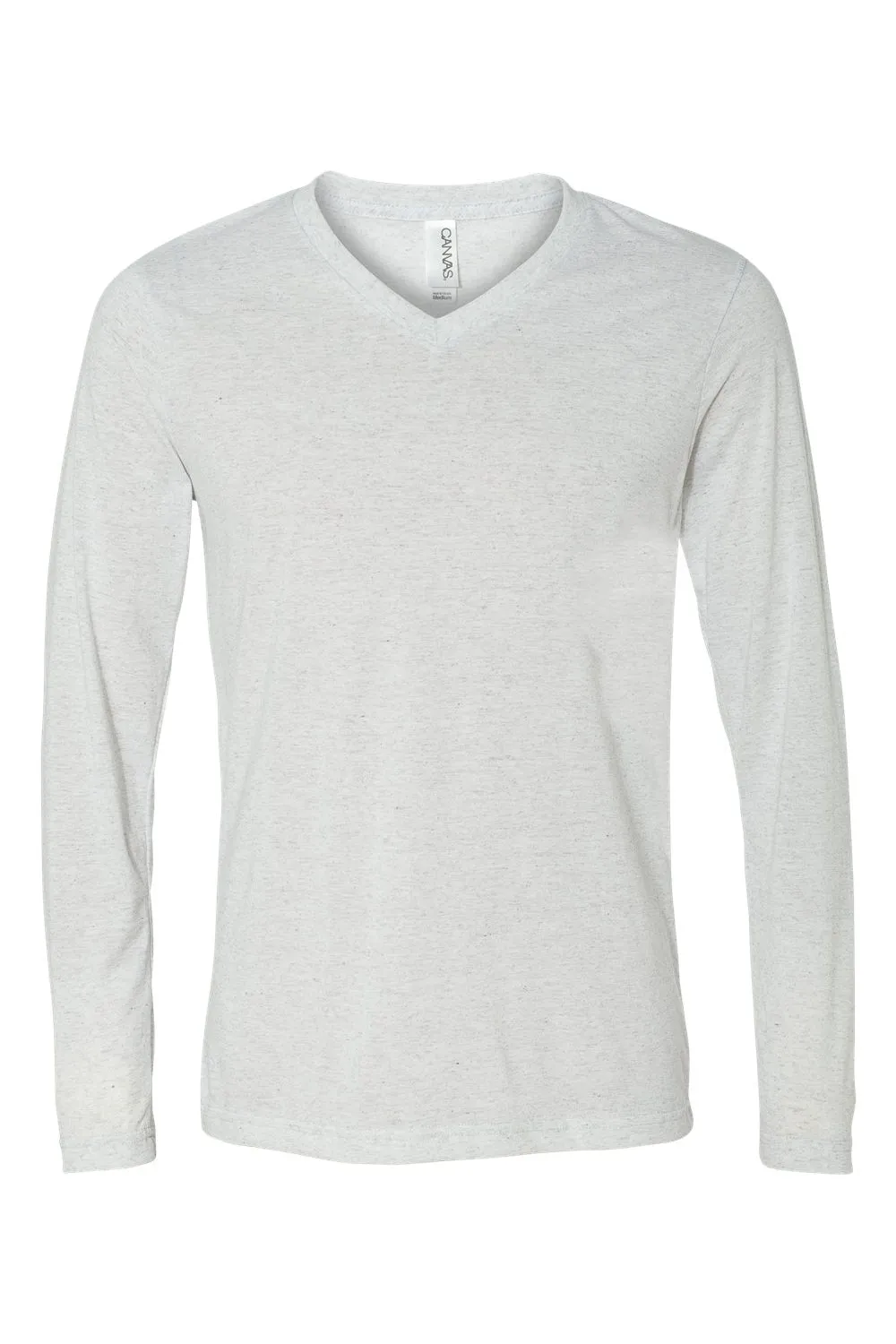 Bella   Canvas Mens Jersey Long Sleeve V-Neck T-Shirt - White Fleck
