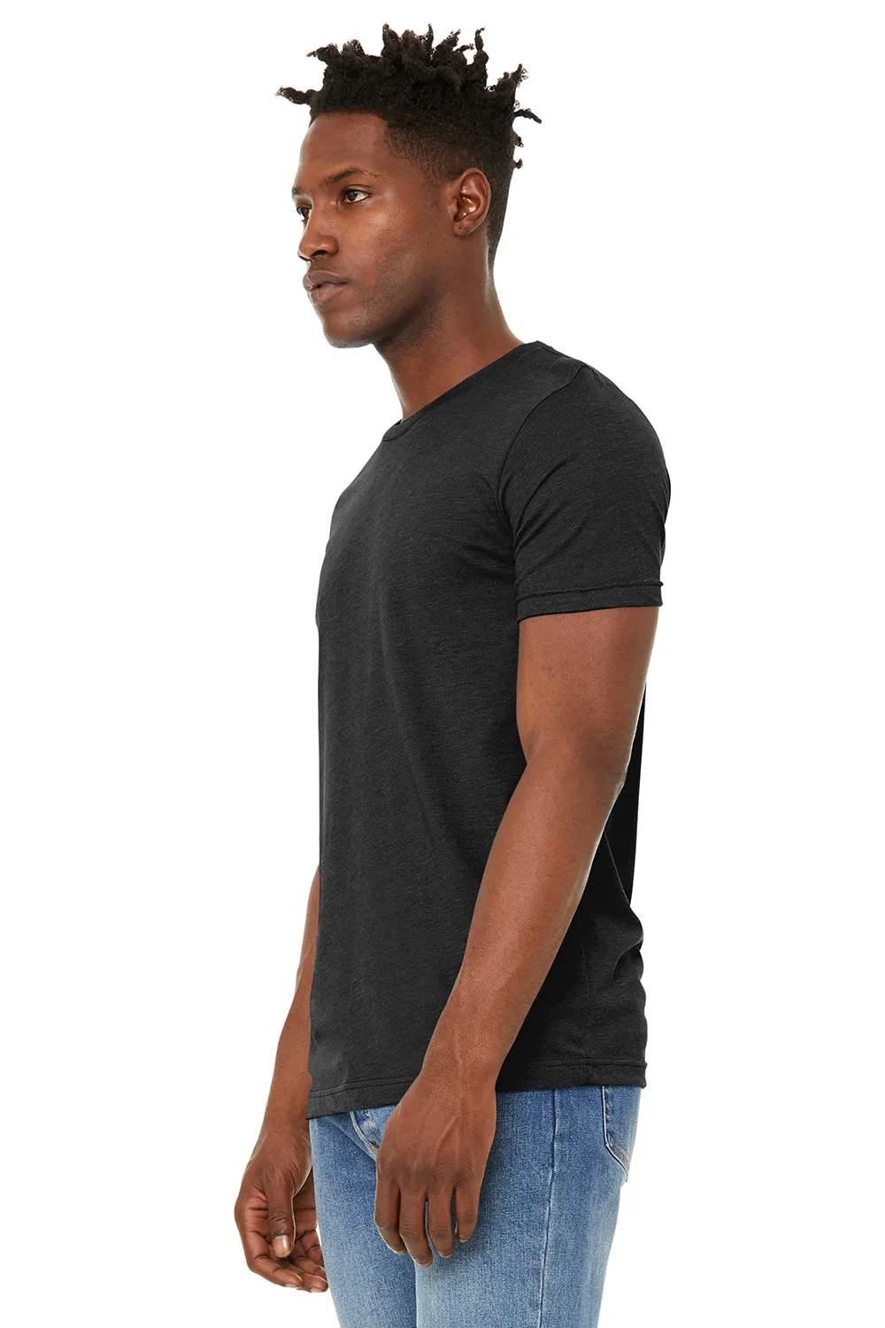 Bella   Canvas Mens Jersey Short Sleeve Crewneck T-Shirt - Heather Black - Closeout