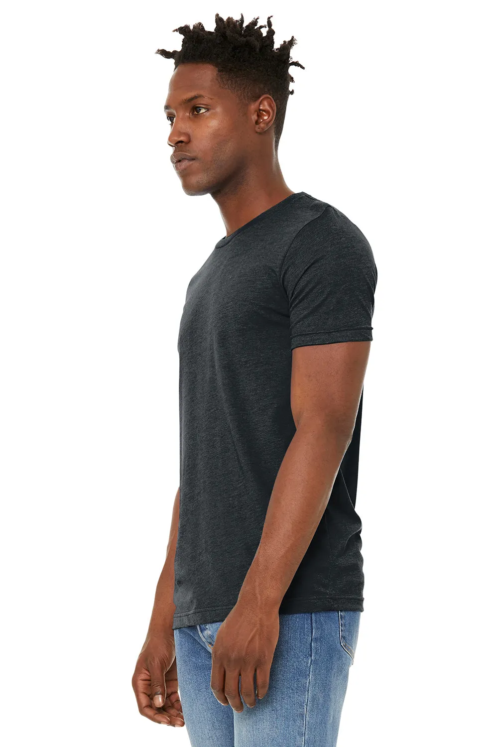 Bella   Canvas Mens Jersey Short Sleeve Crewneck T-Shirt - Heather Black - Closeout