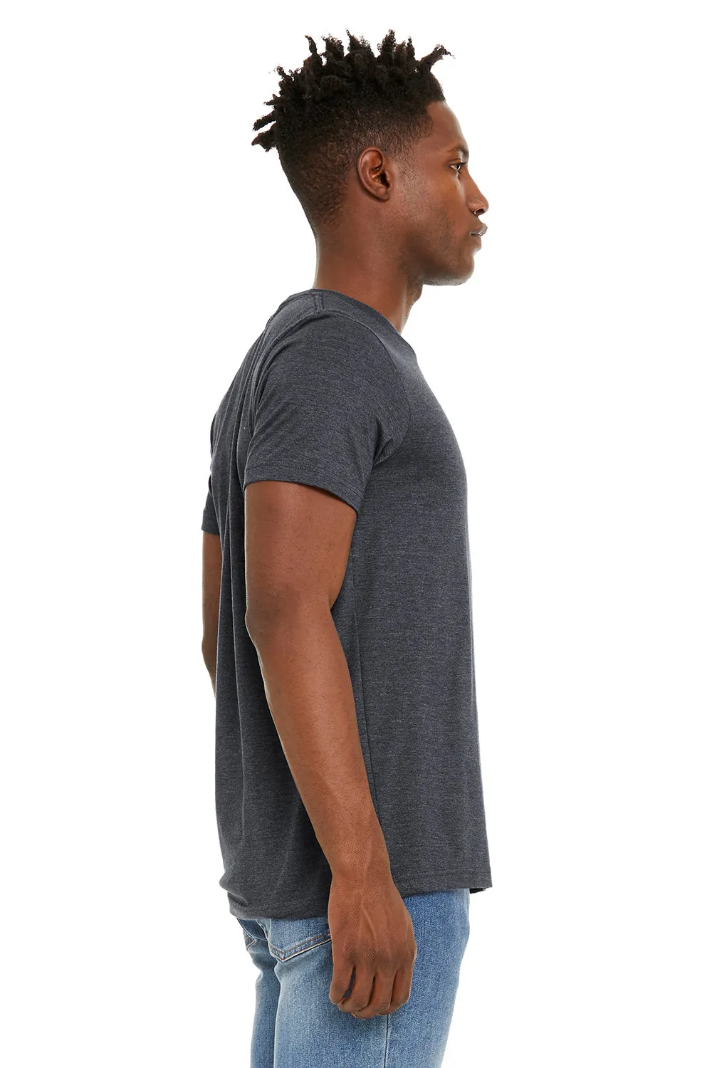 Bella   Canvas Mens Jersey Short Sleeve Crewneck T-Shirt - Heather Midnight Navy Blue