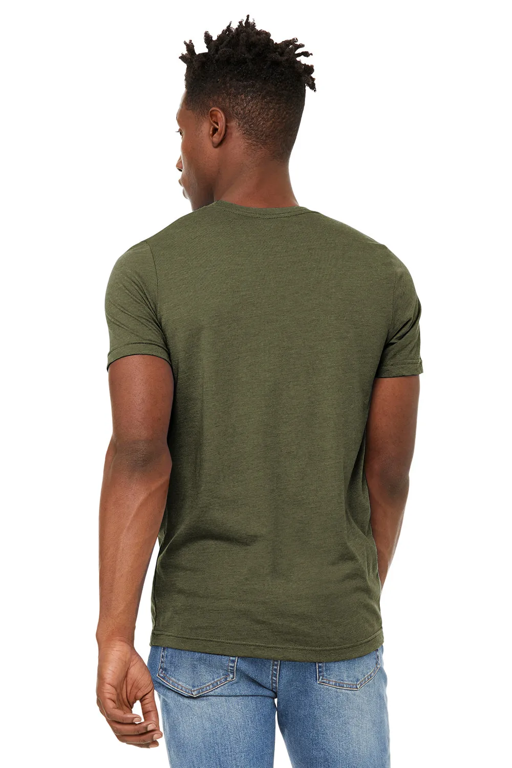 Bella   Canvas Mens Jersey Short Sleeve Crewneck T-Shirt - Heather Olive Green - Closeout