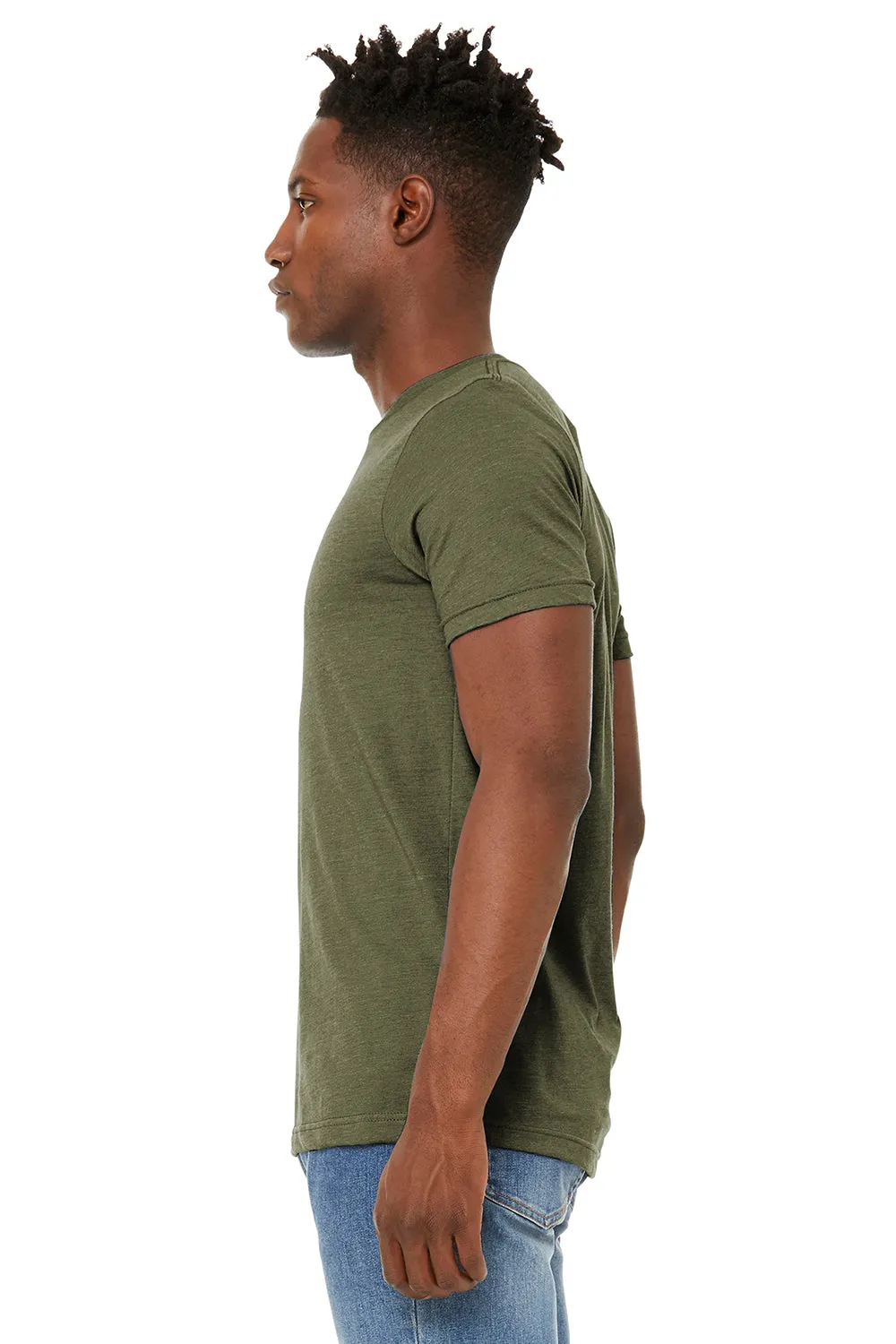 Bella   Canvas Mens Jersey Short Sleeve Crewneck T-Shirt - Heather Olive Green - Closeout