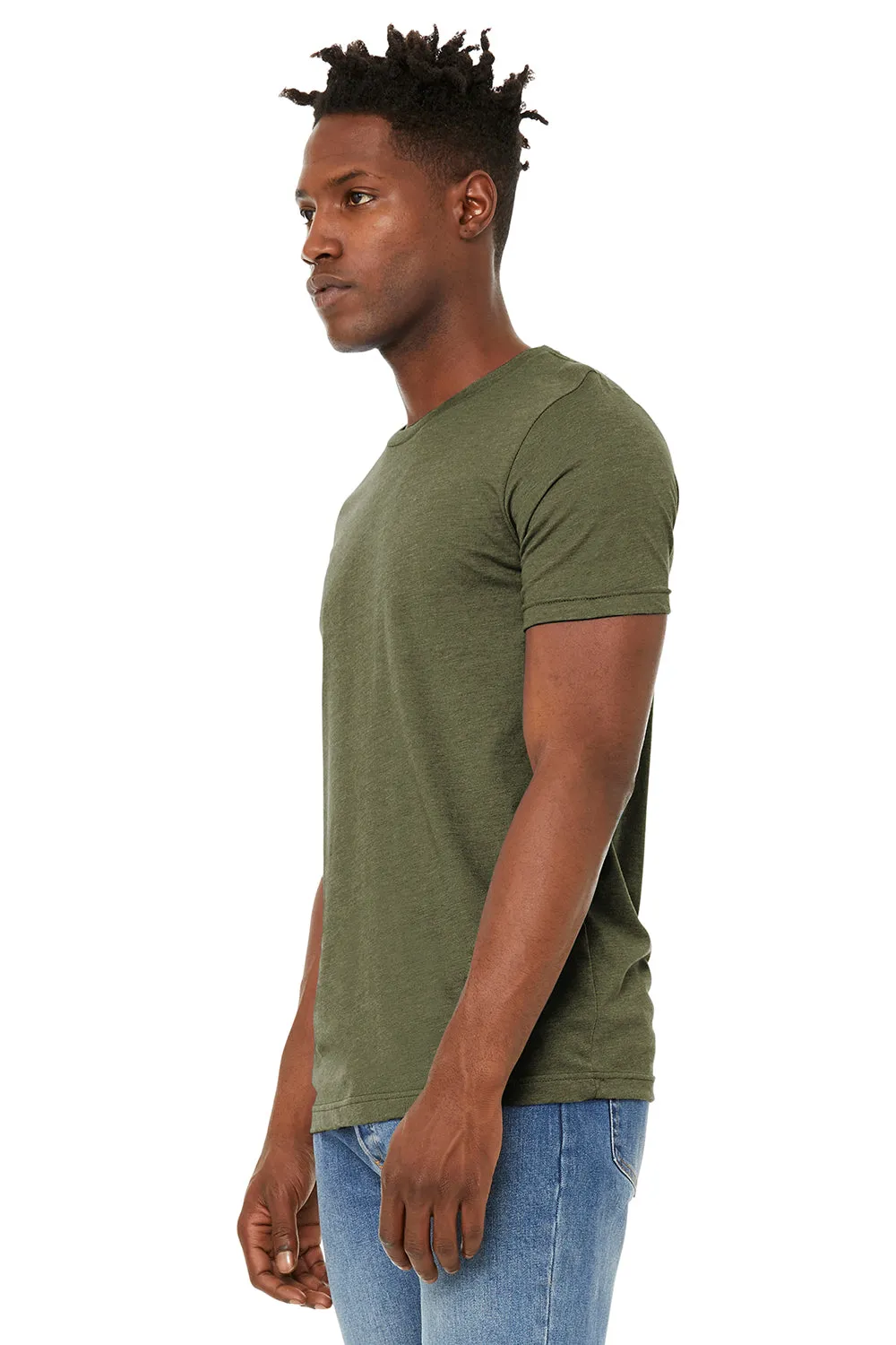 Bella   Canvas Mens Jersey Short Sleeve Crewneck T-Shirt - Heather Olive Green - Closeout