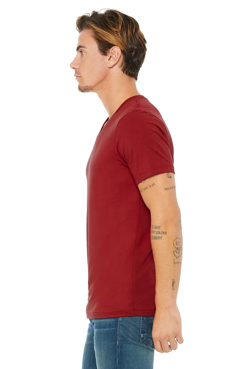 Bella   Canvas Mens Jersey Short Sleeve V-Neck T-Shirt - Canvas Red