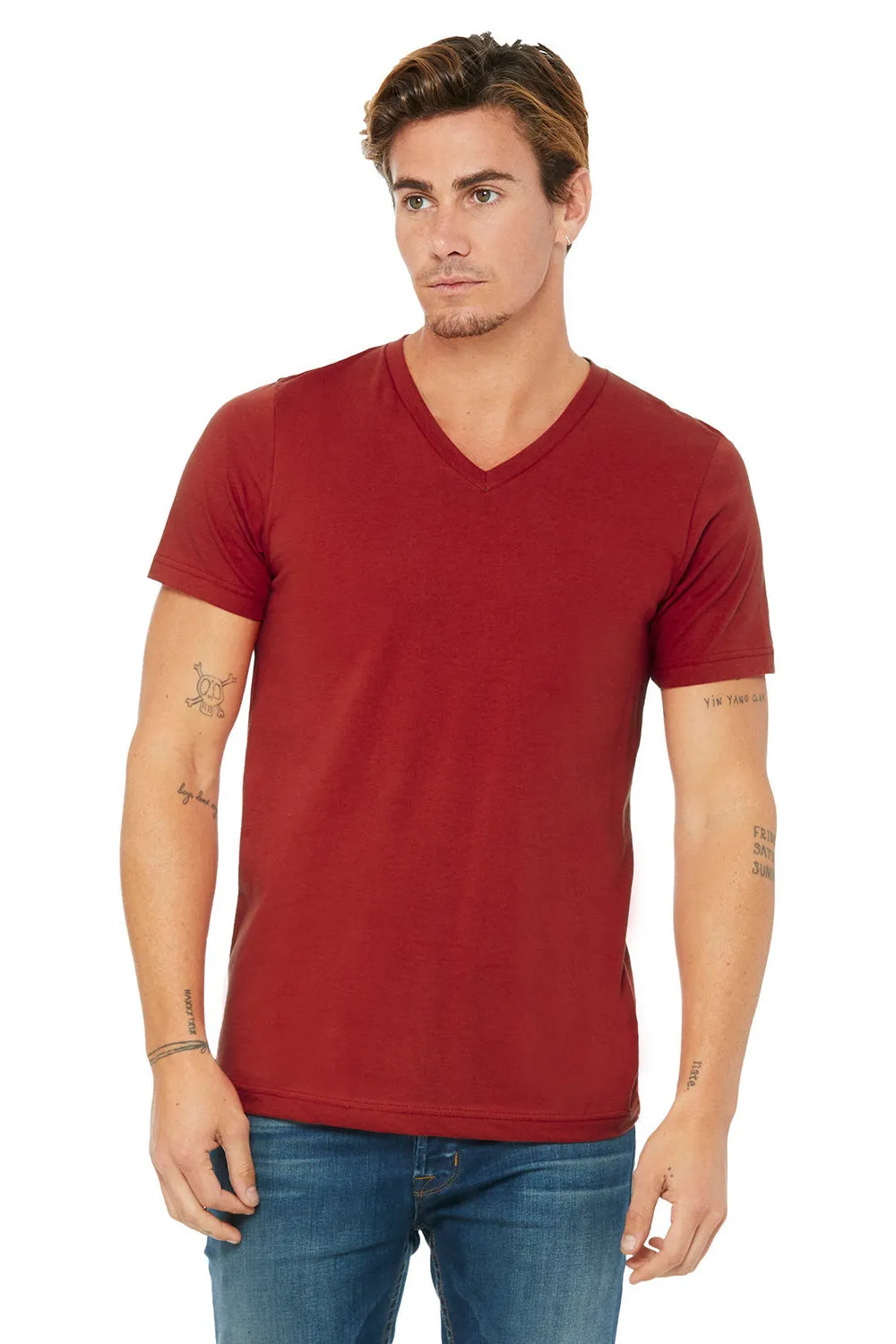 Bella   Canvas Mens Jersey Short Sleeve V-Neck T-Shirt - Canvas Red