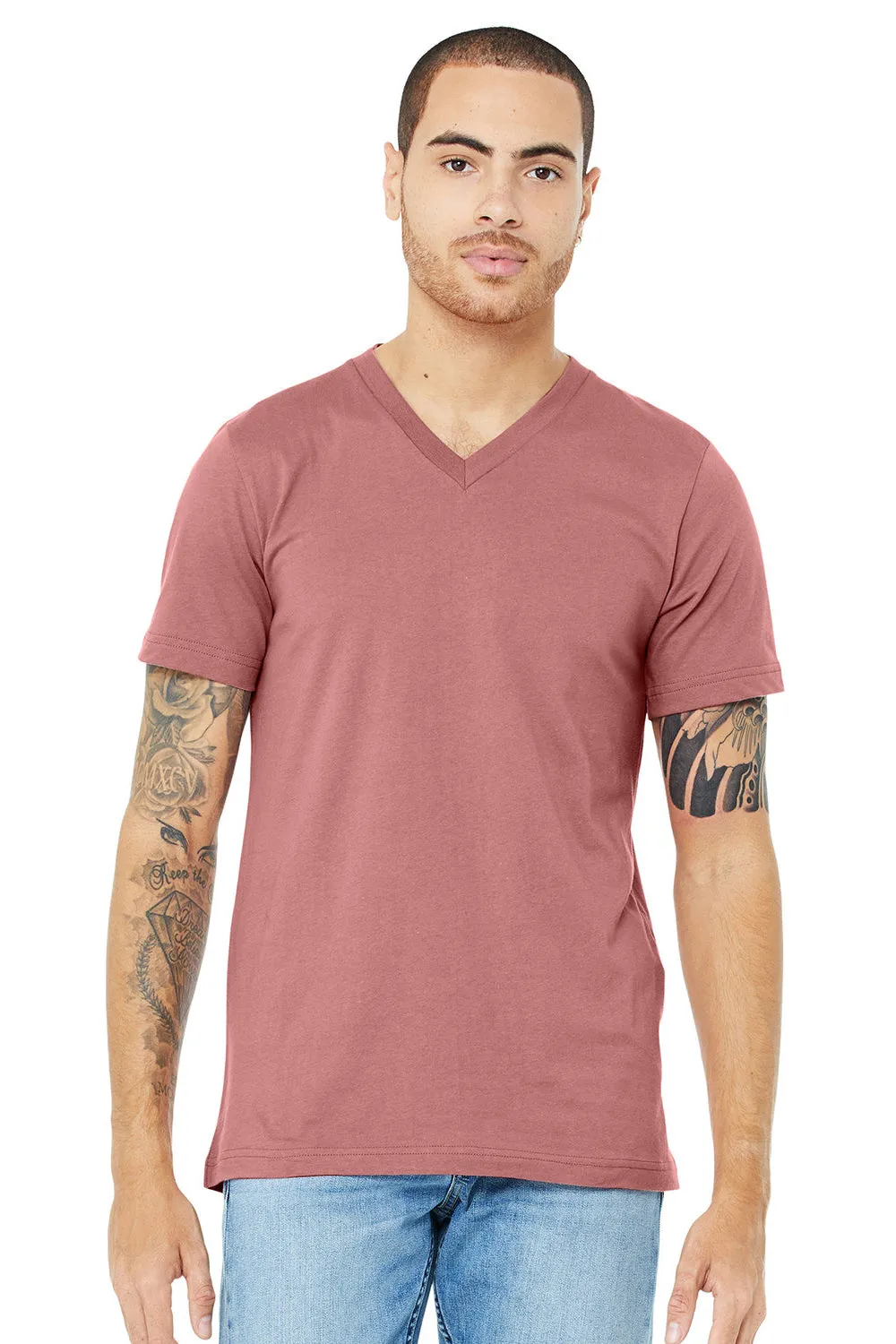 Bella   Canvas Mens Jersey Short Sleeve V-Neck T-Shirt - Mauve