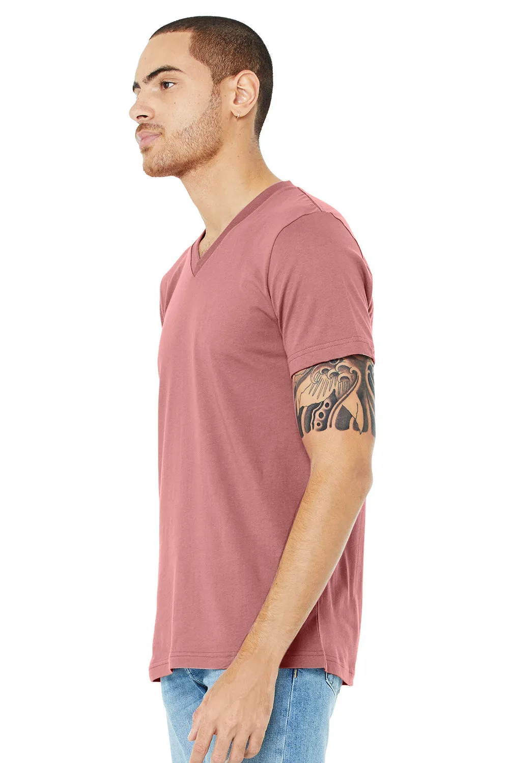 Bella   Canvas Mens Jersey Short Sleeve V-Neck T-Shirt - Mauve