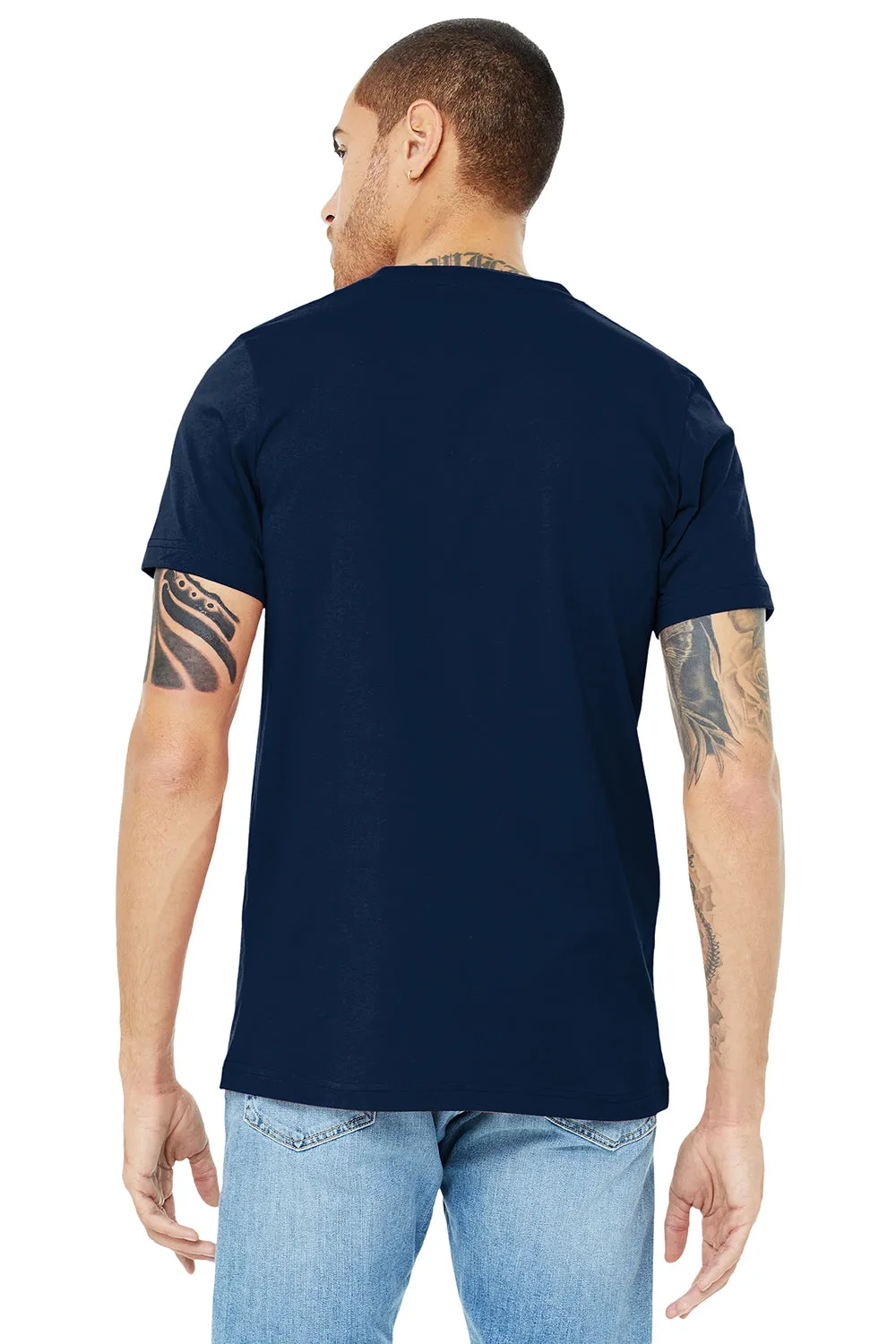 Bella   Canvas Mens Jersey Short Sleeve V-Neck T-Shirt - Navy Blue