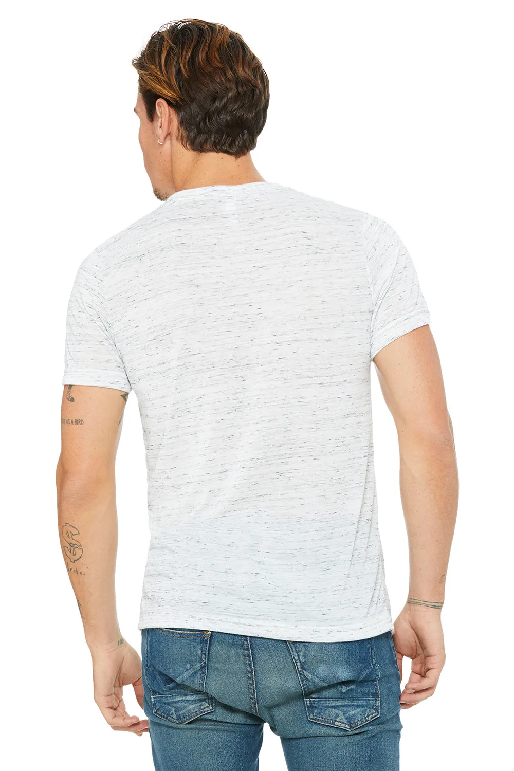 Bella   Canvas Mens Jersey Short Sleeve V-Neck T-Shirt - White Marble