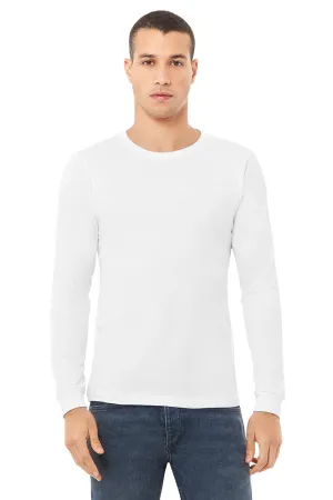 Bella   Canvas Mens Long Sleeve Crewneck T-Shirt - Solid White