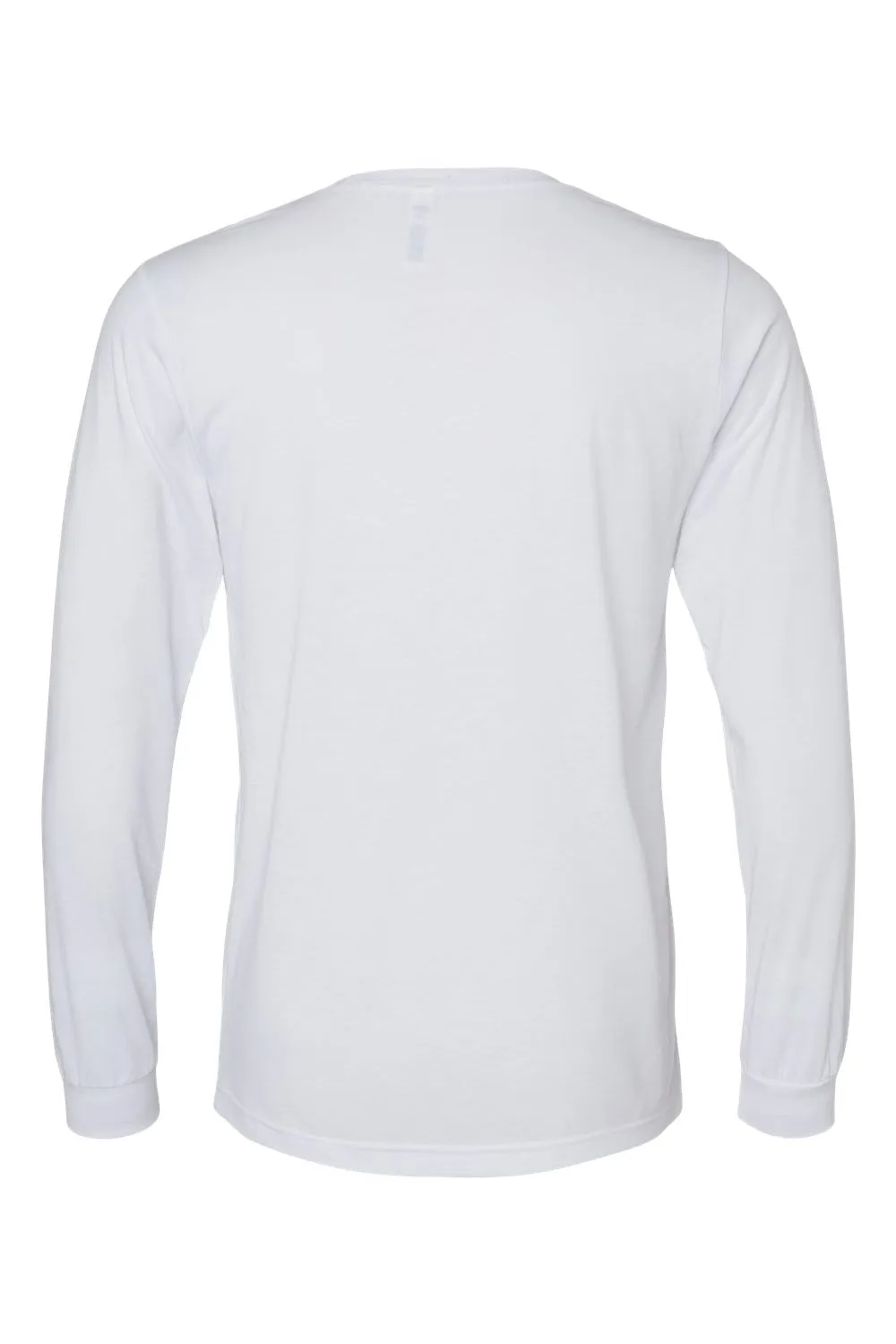 Bella   Canvas Mens Long Sleeve Crewneck T-Shirt - Solid White