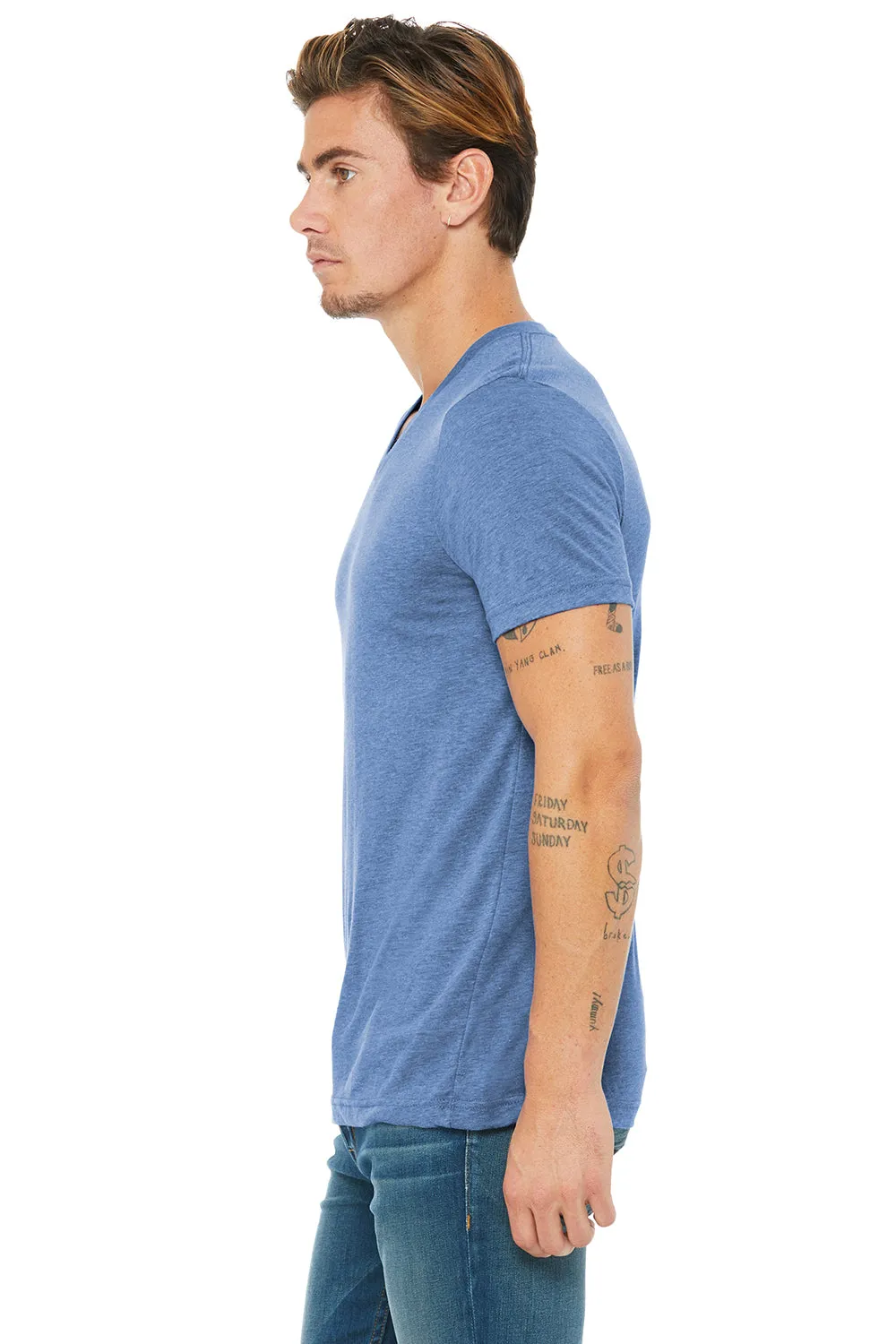Bella   Canvas Mens Short Sleeve V-Neck T-Shirt - Blue