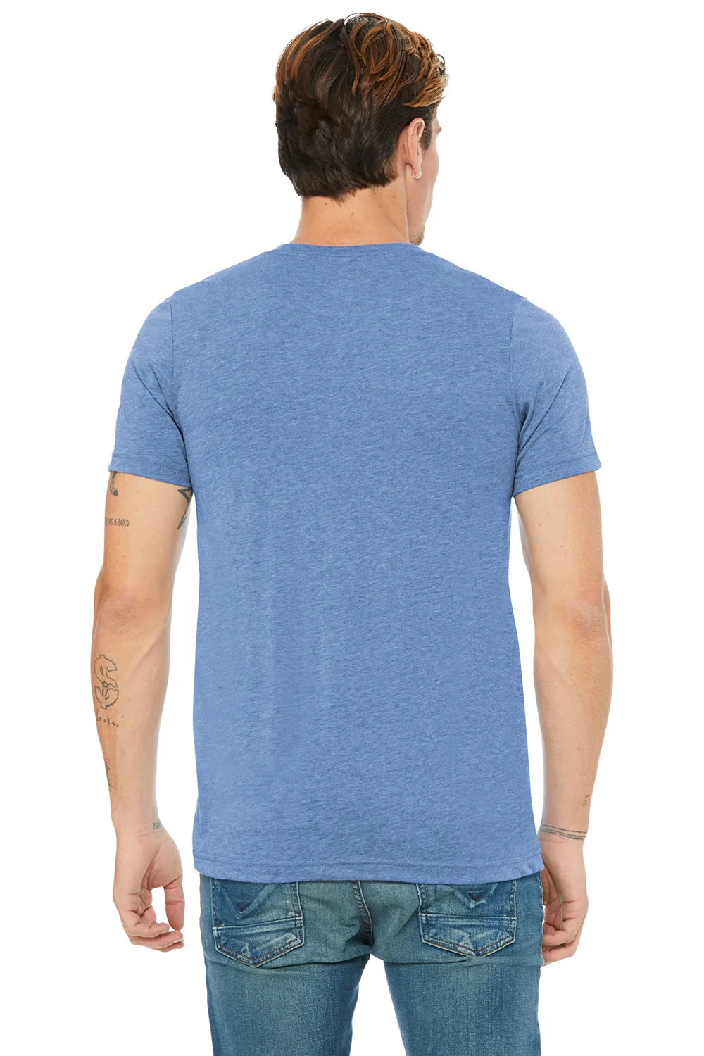 Bella   Canvas Mens Short Sleeve V-Neck T-Shirt - Blue