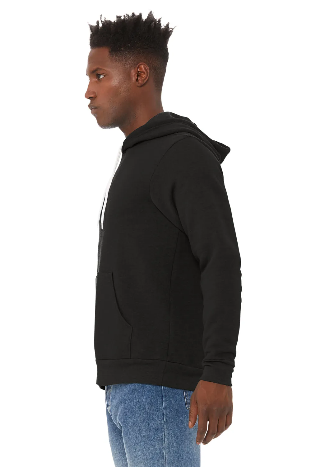 Bella   Canvas Mens Sponge Fleece Hooded Sweatshirt Hoodie w/ Pouch Pocket - Heather Black