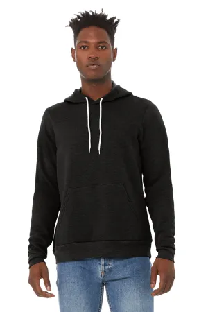 Bella   Canvas Mens Sponge Fleece Hooded Sweatshirt Hoodie w/ Pouch Pocket - Heather Black