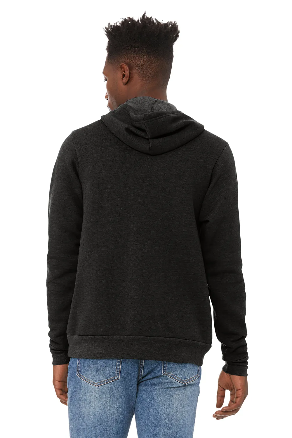 Bella   Canvas Mens Sponge Fleece Hooded Sweatshirt Hoodie w/ Pouch Pocket - Heather Black