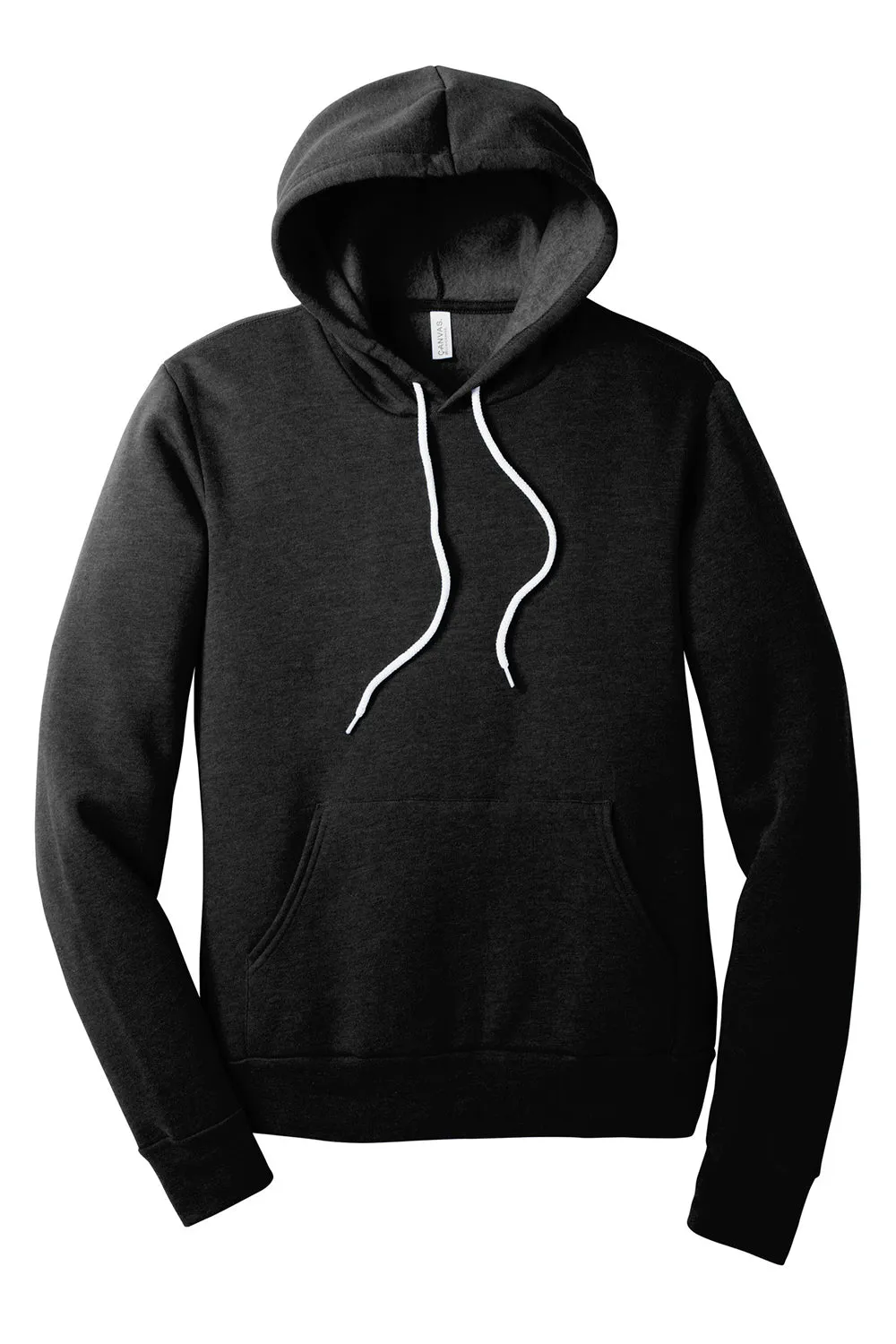 Bella   Canvas Mens Sponge Fleece Hooded Sweatshirt Hoodie w/ Pouch Pocket - Heather Black
