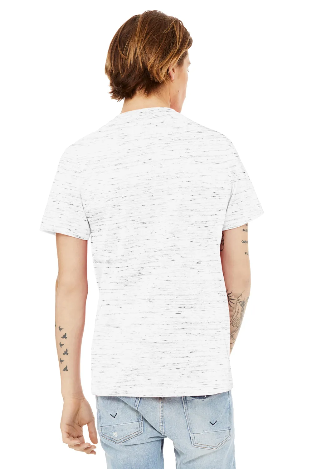 Bella   Canvas Mens Textured Jersey Short Sleeve V-Neck T-Shirt - White Marble