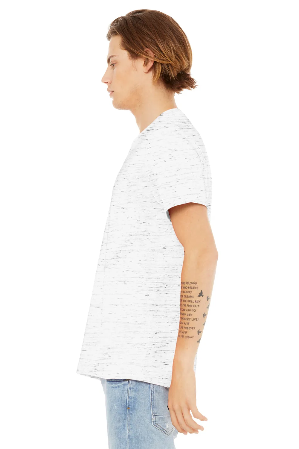 Bella   Canvas Mens Textured Jersey Short Sleeve V-Neck T-Shirt - White Marble