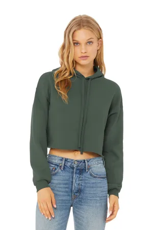Bella   Canvas Womens Cropped Fleece Hooded Sweatshirt Hoodie - Military Green