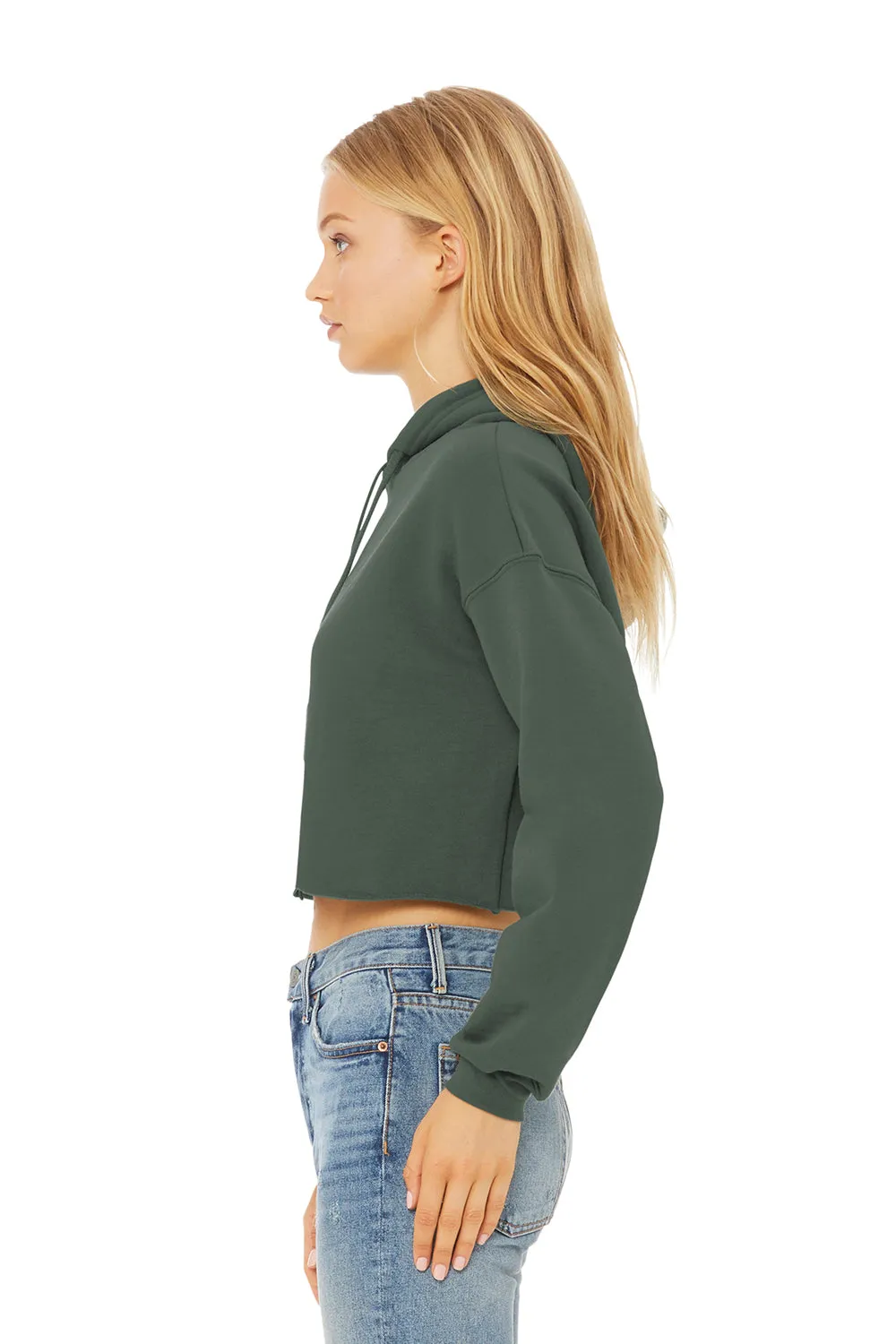 Bella   Canvas Womens Cropped Fleece Hooded Sweatshirt Hoodie - Military Green