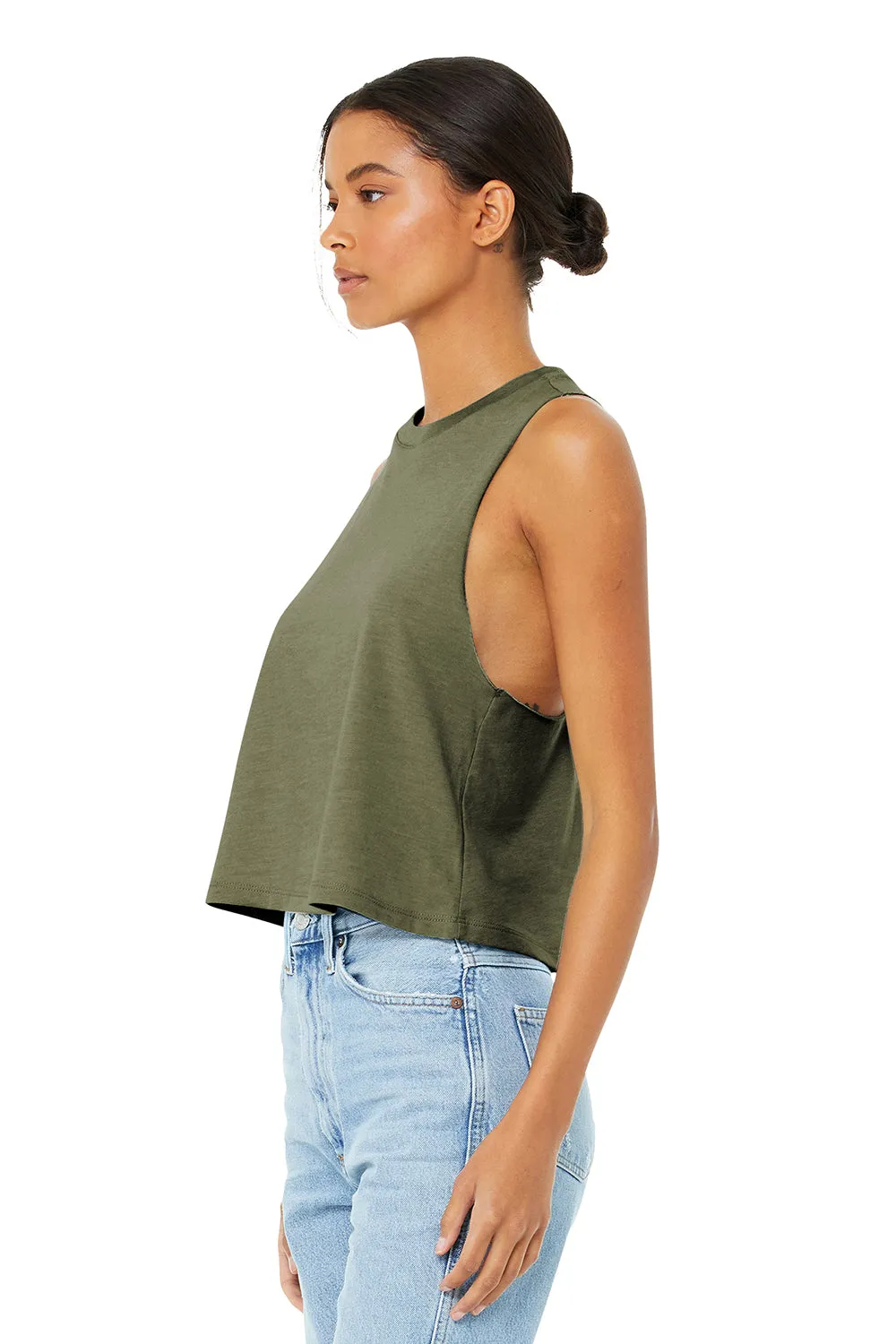 Bella   Canvas Womens Cropped Tank Top - Heather Olive Green