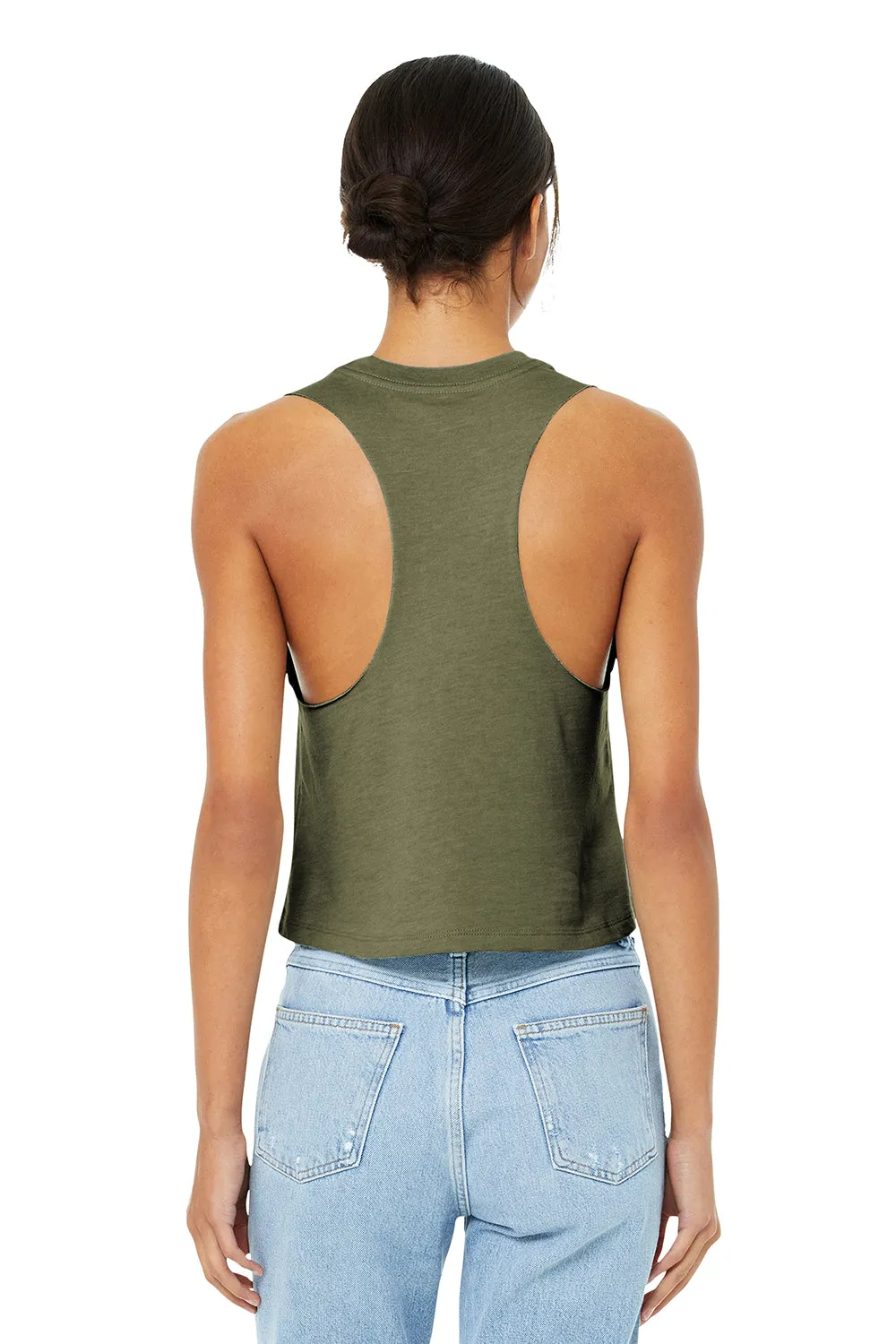 Bella   Canvas Womens Cropped Tank Top - Heather Olive Green