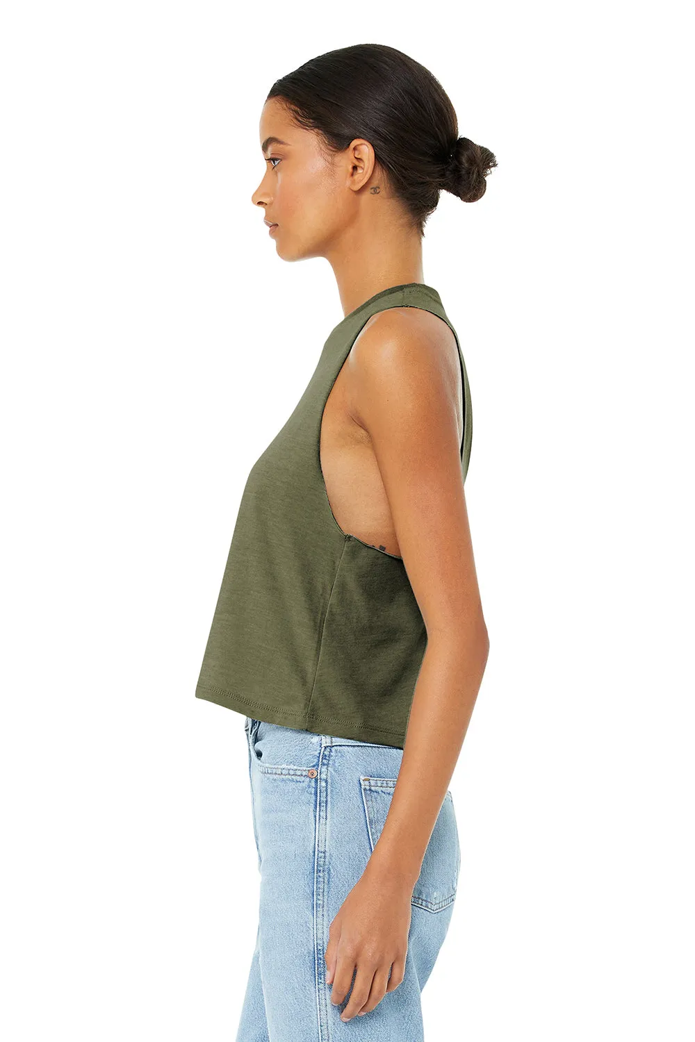 Bella   Canvas Womens Cropped Tank Top - Heather Olive Green