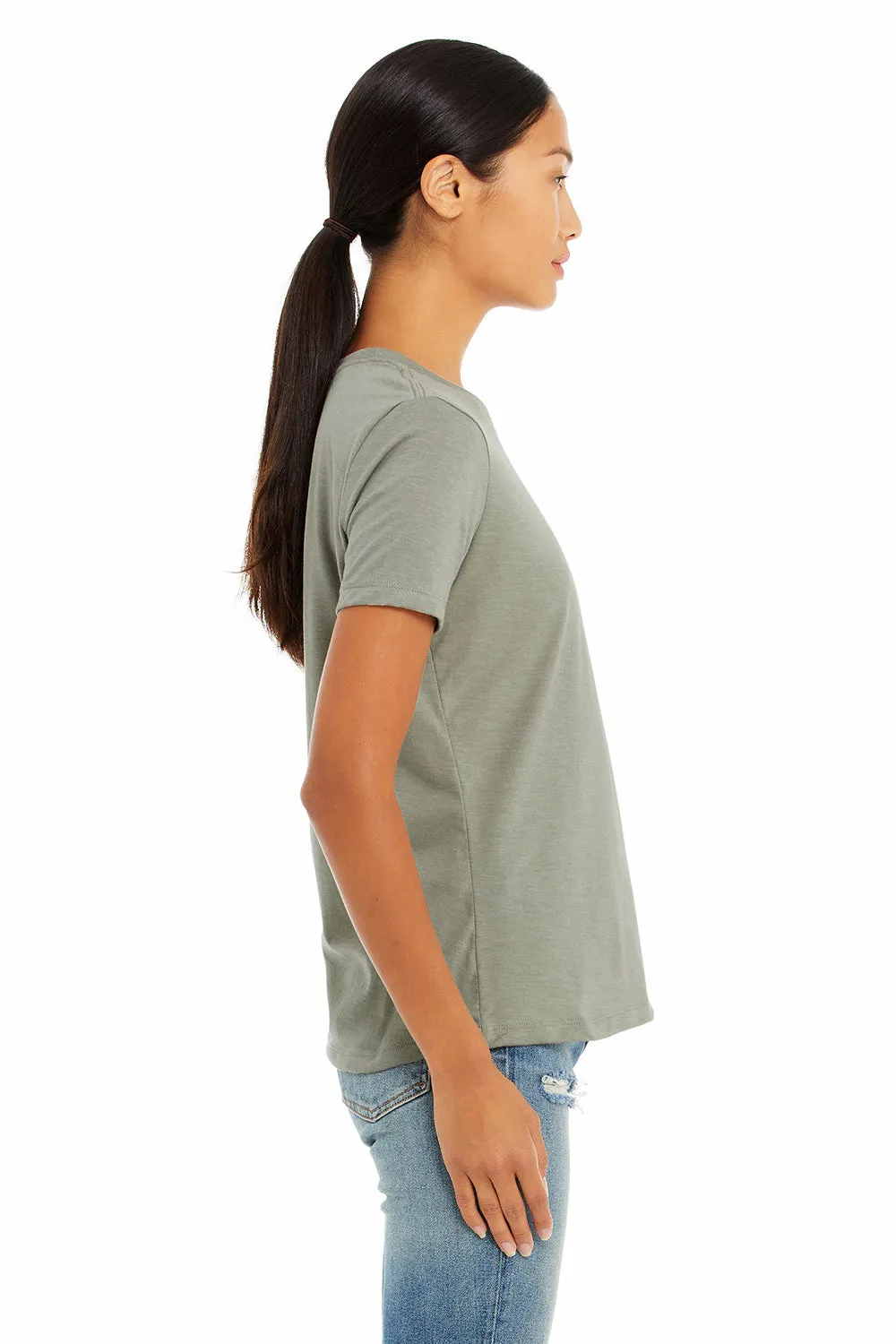 Bella   Canvas Womens CVC Short Sleeve Crewneck T-Shirt - Heather Stone