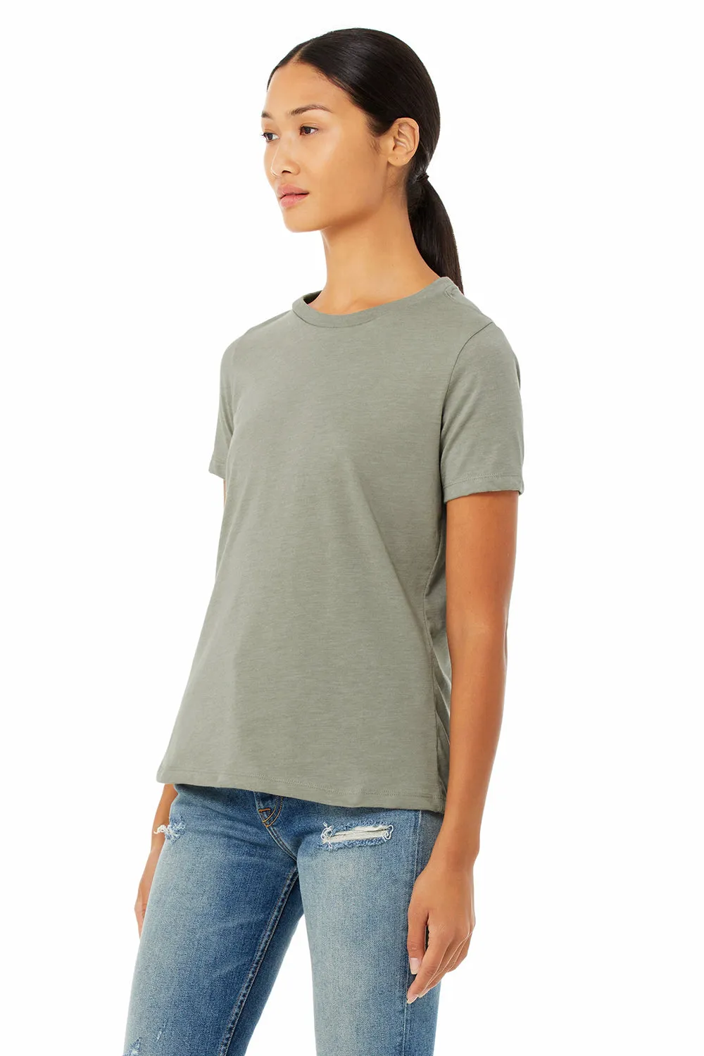 Bella   Canvas Womens CVC Short Sleeve Crewneck T-Shirt - Heather Stone